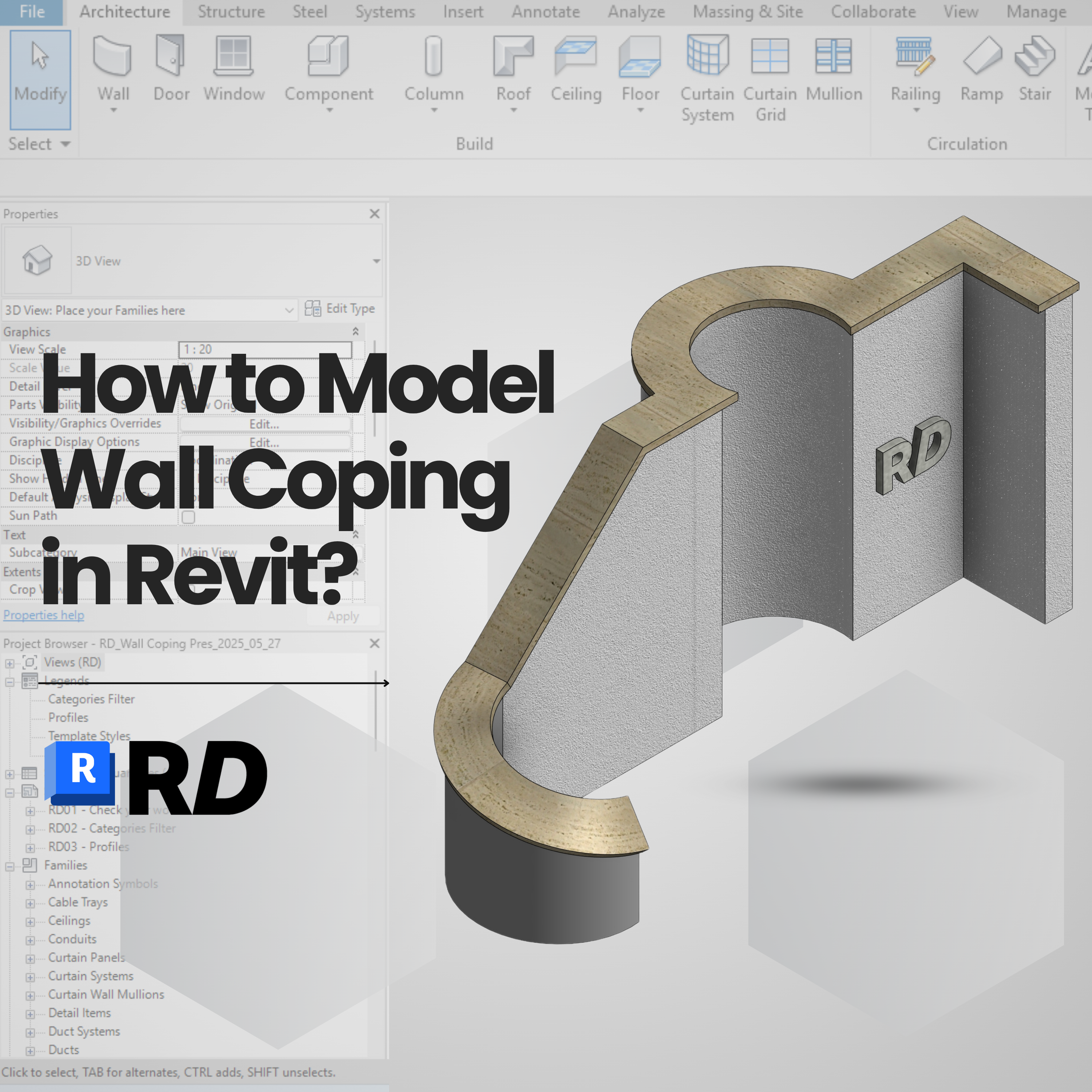 How to Add Wall Coping in Revit (Works on Sloped Walls Too)