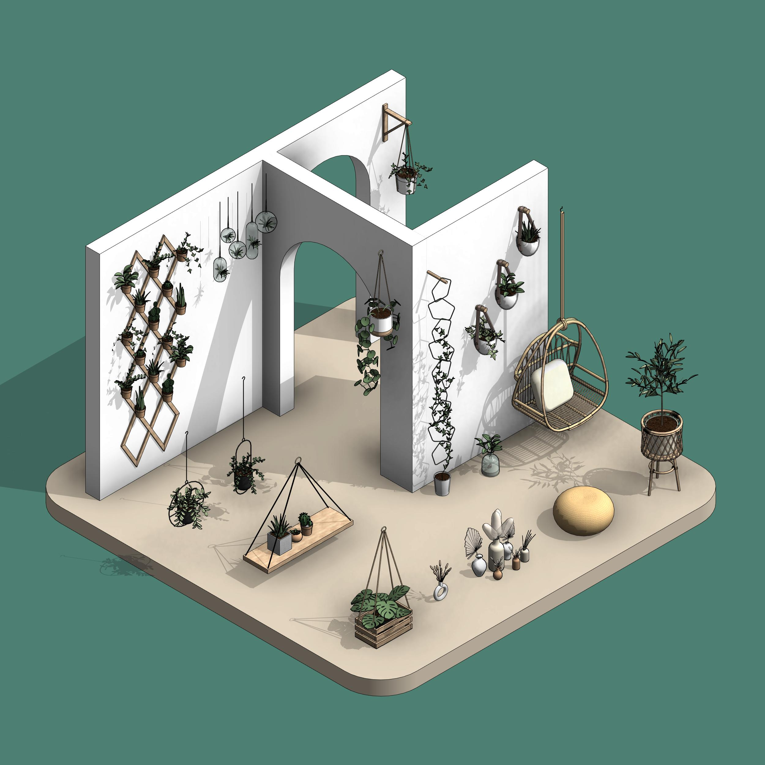 revit interior potted plants