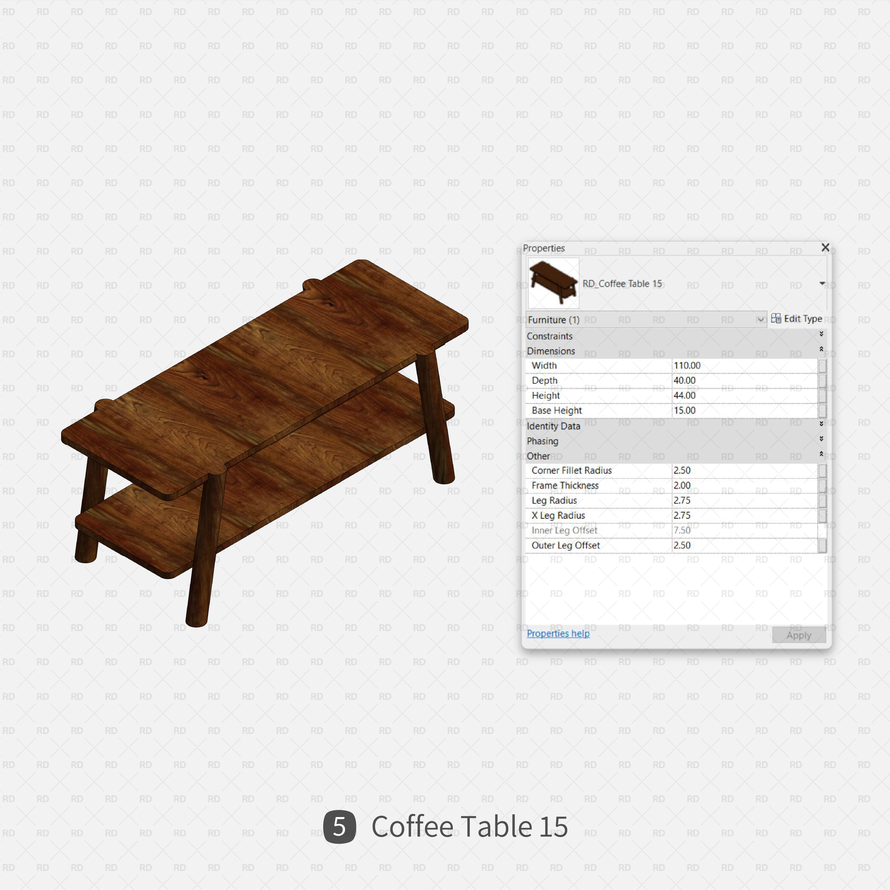 revit rectagular modern coffee table revit family