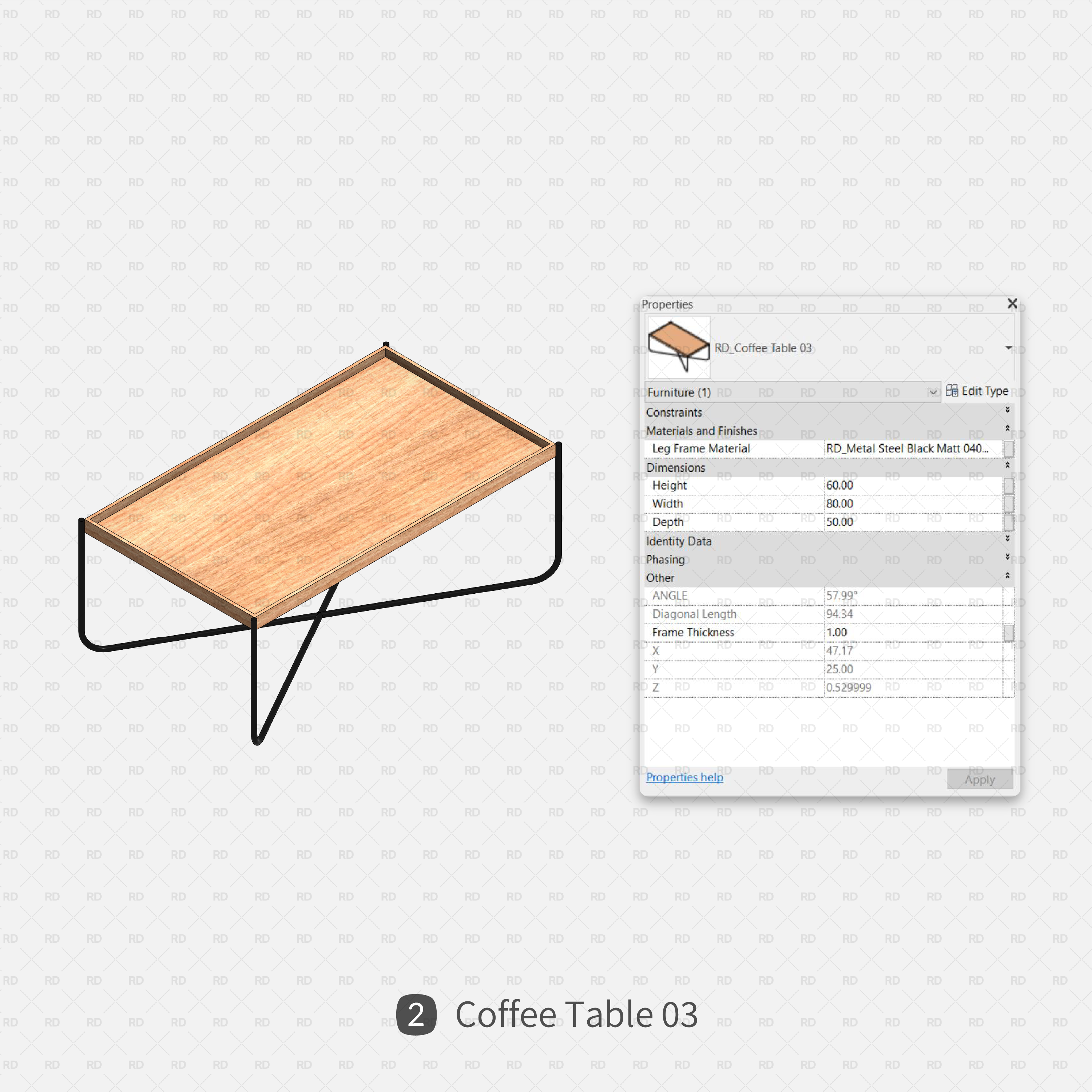 revit rectangular modern coffee tables download