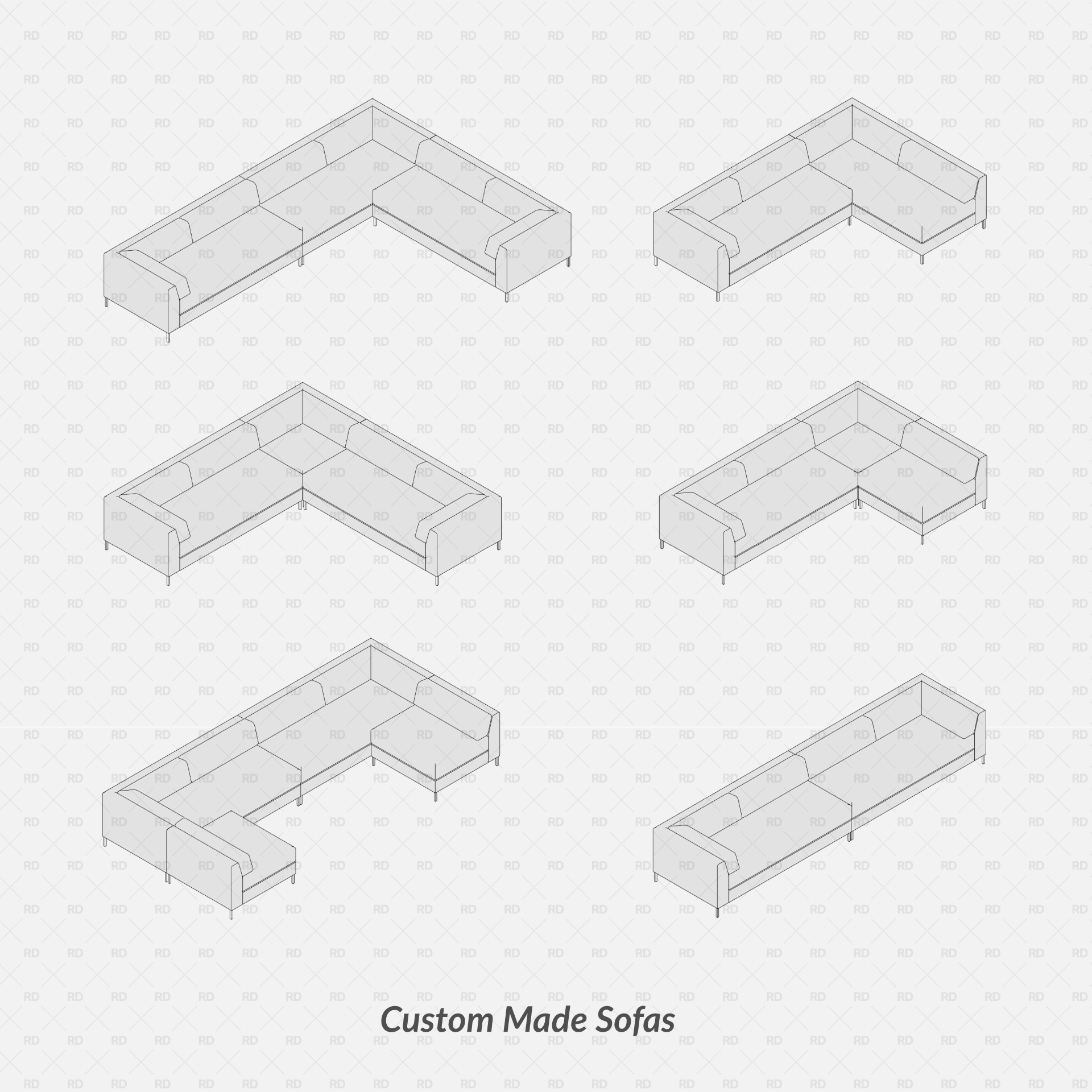 revit modular sofa
