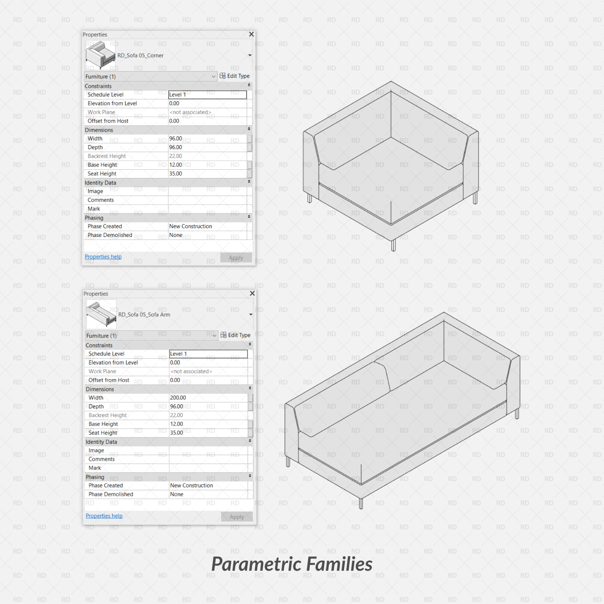 revit sofa families