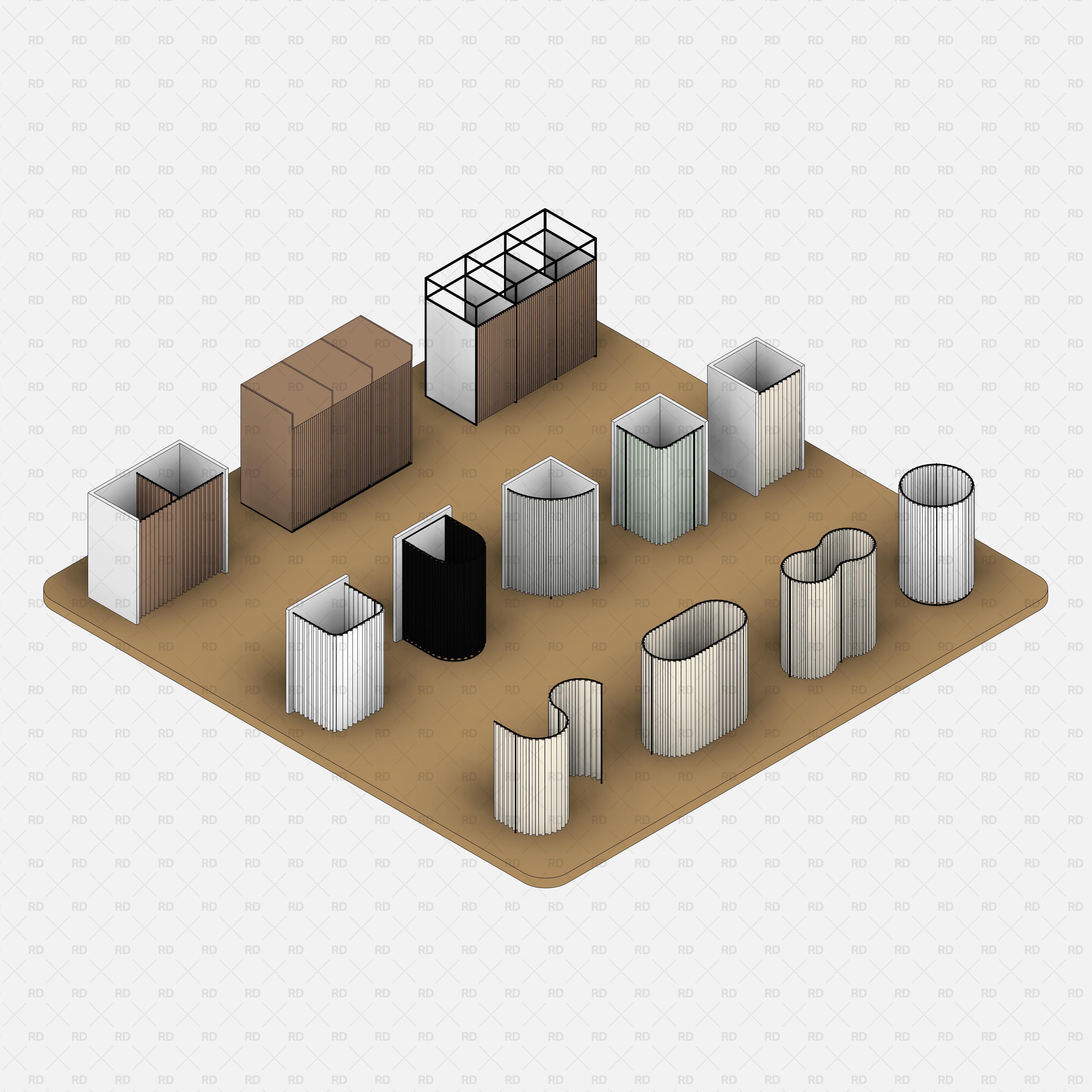 Revit Retail commercial Curtain Rods and Fitting Room families download