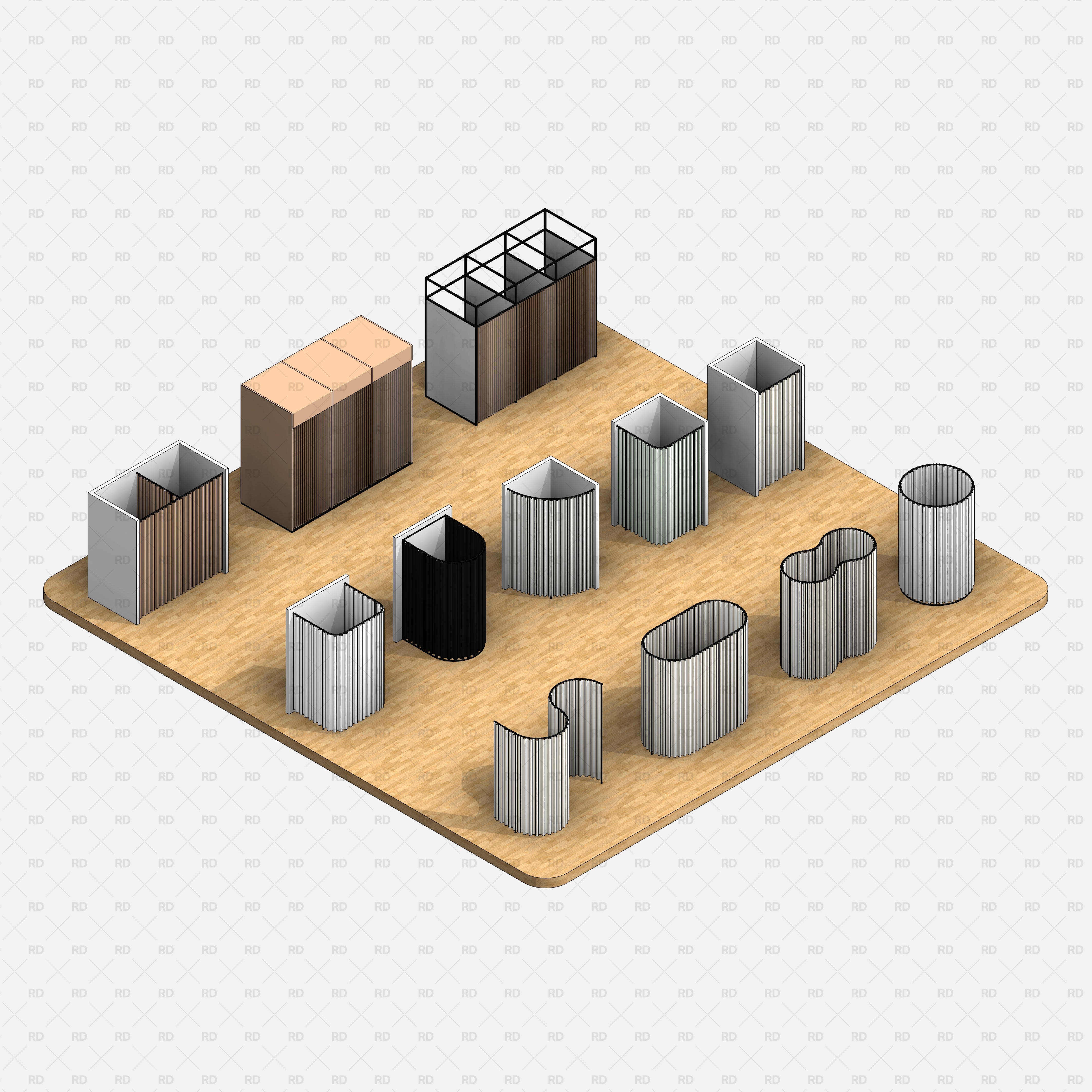 Revit Retail Curtain Rods and Fitting Room families download