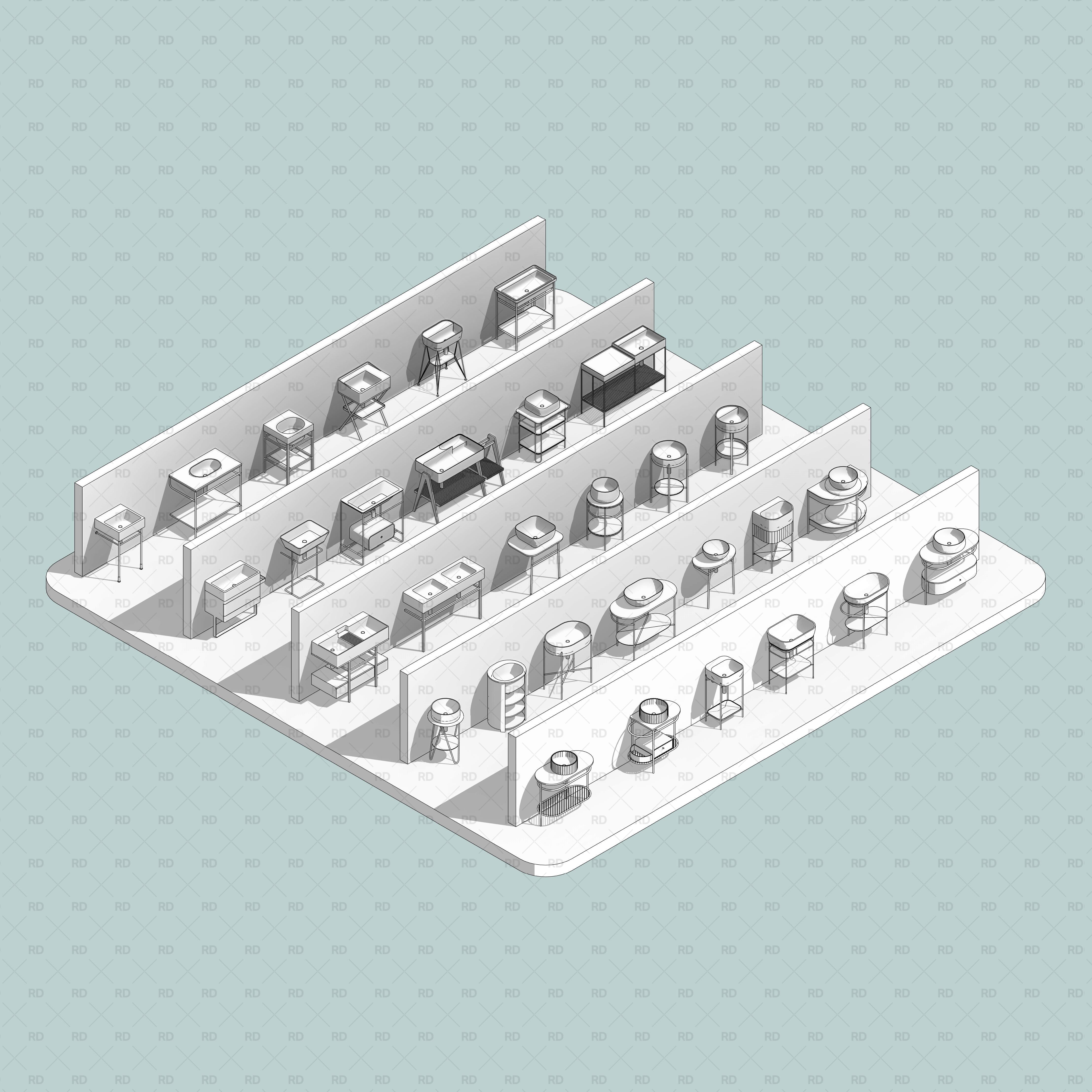 download revit console sinks families bim object 3d model