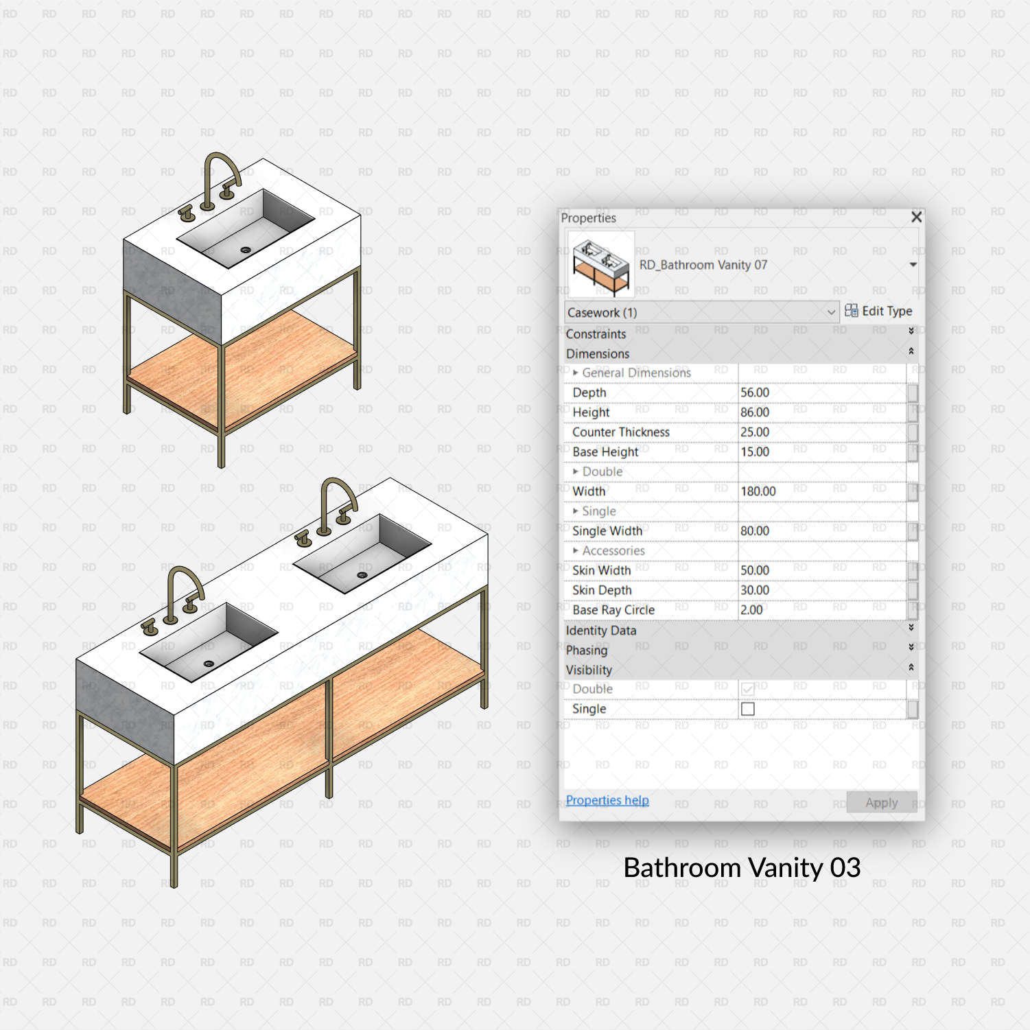 revit modern bathroom vanity