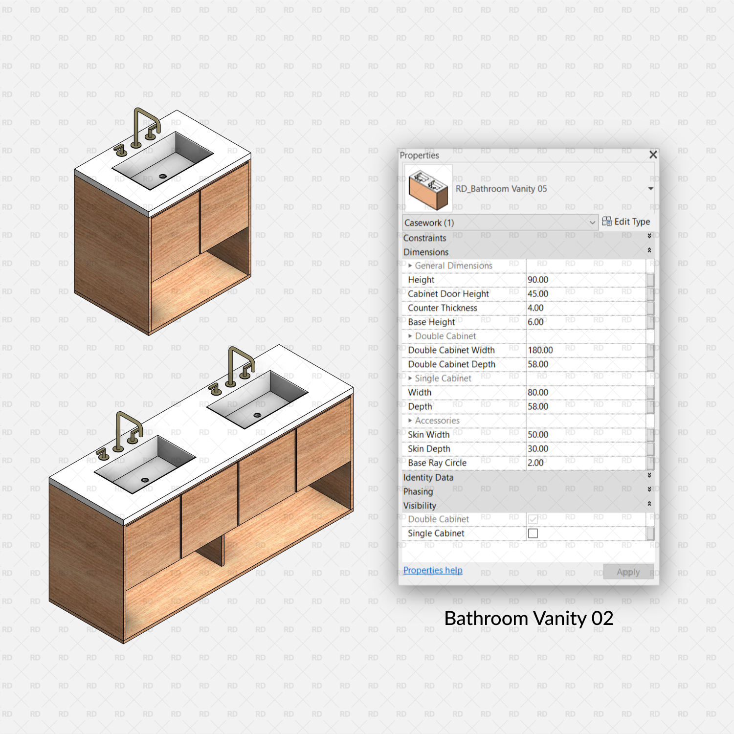 revit double bathroom vanity