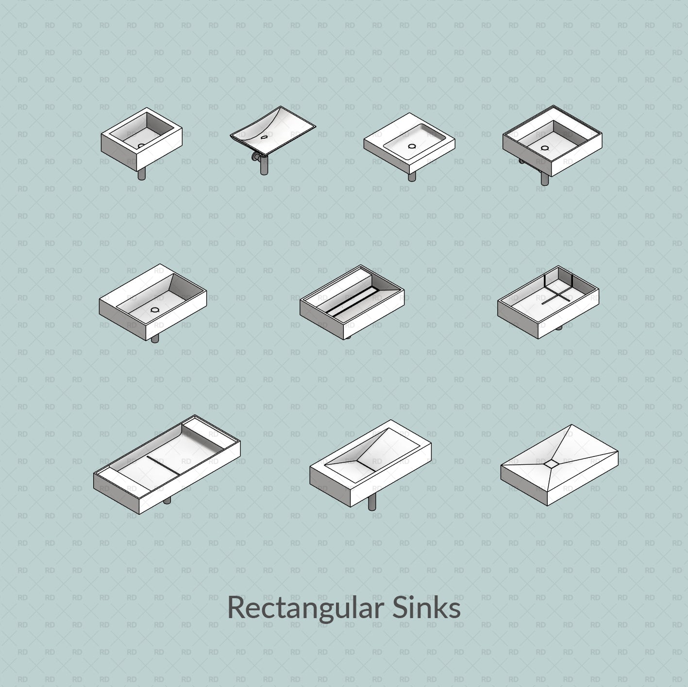 revit rectangular wash basin families