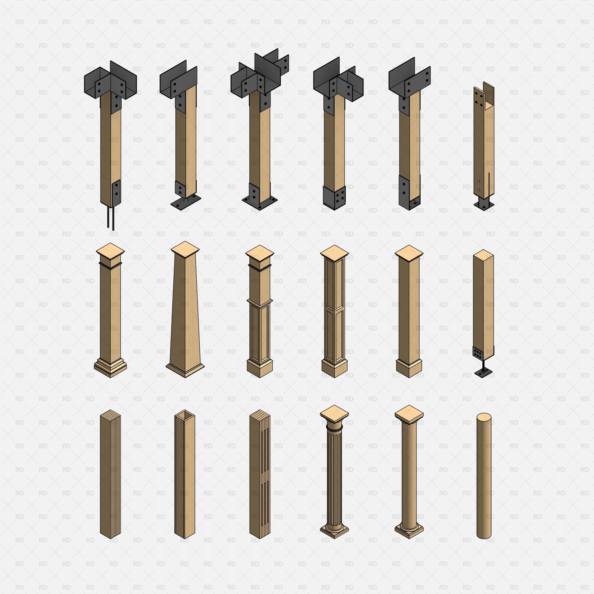 revit wood structural columns families download