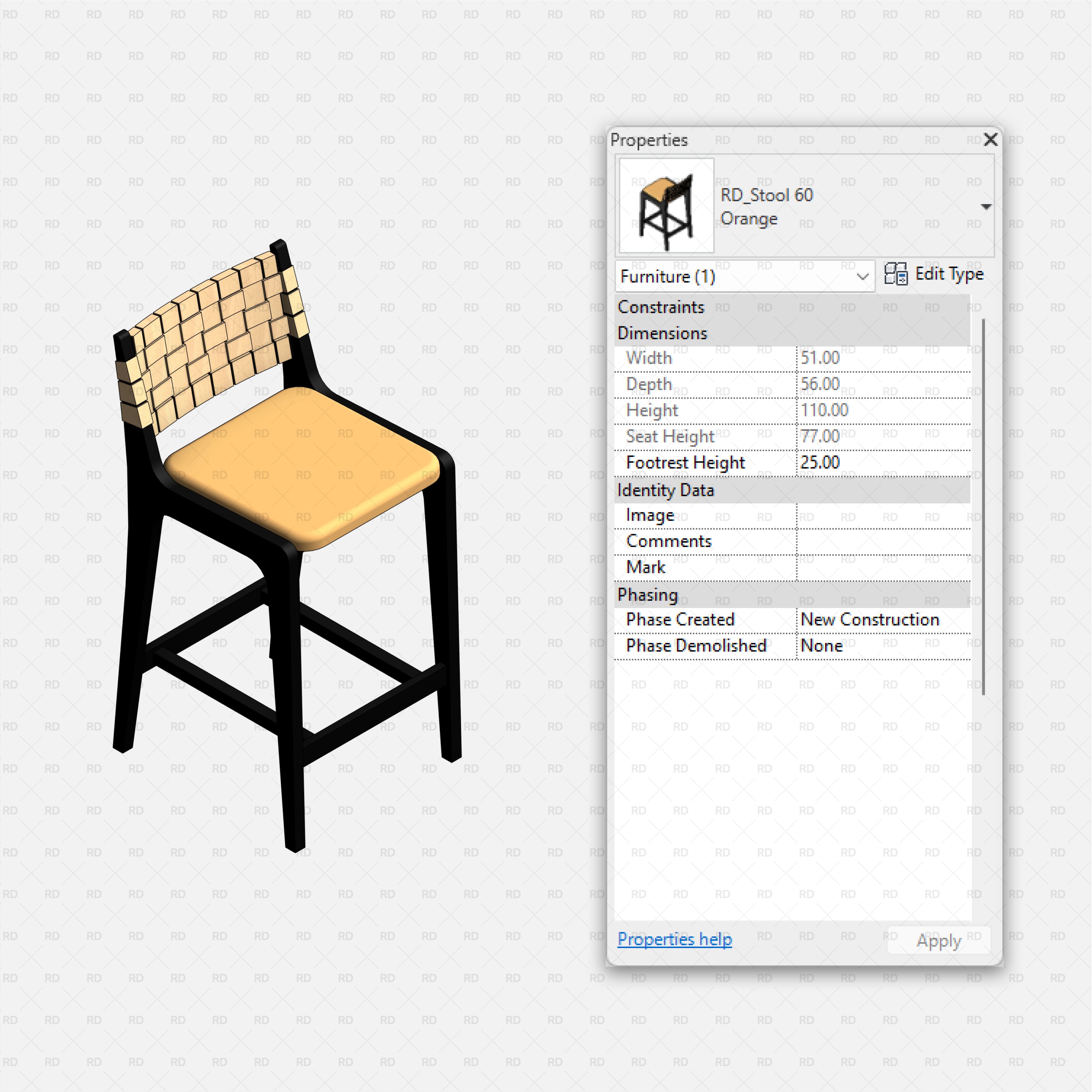 download high quality revit families high stools bar stool