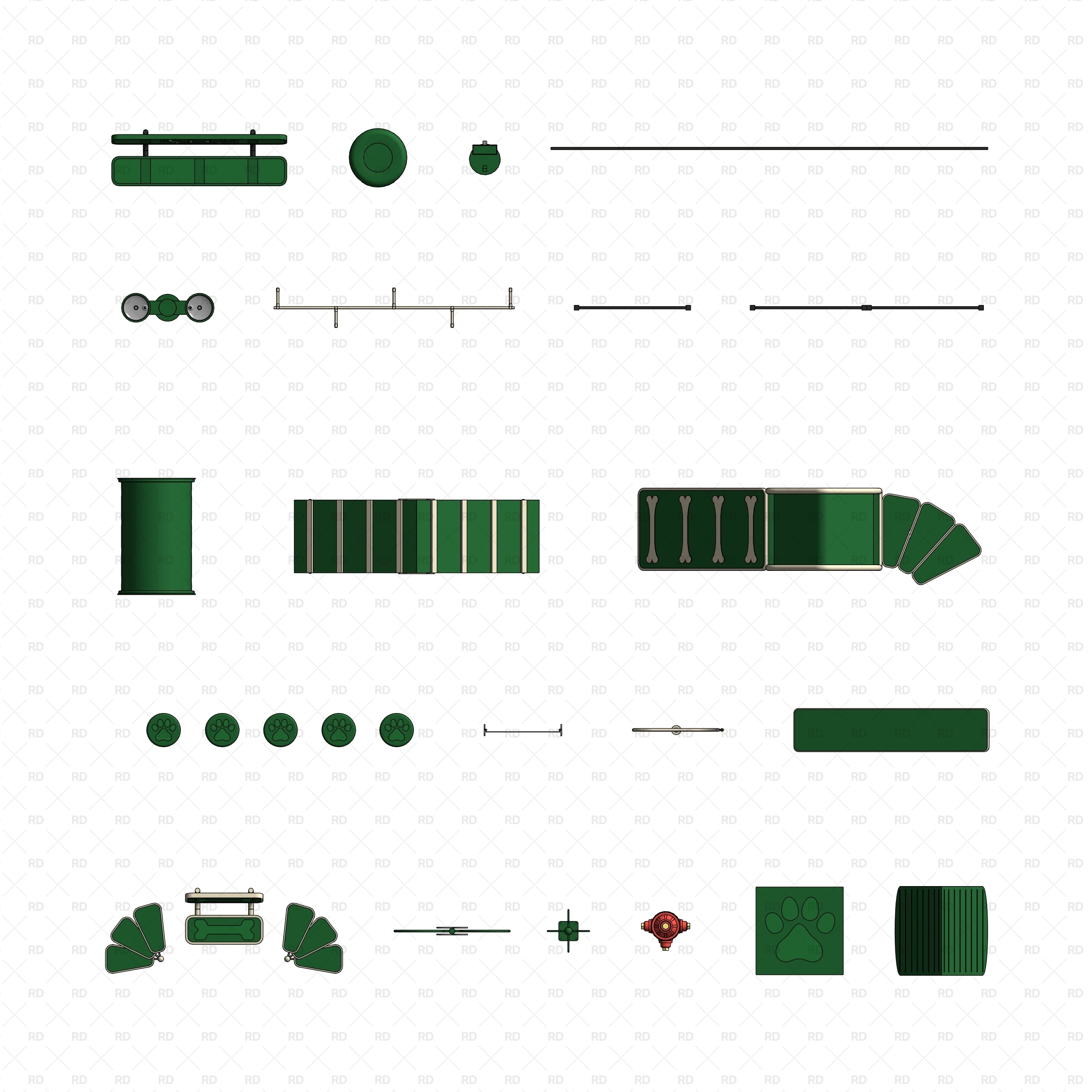 download high quality revit families RD Studio Dog park equipment