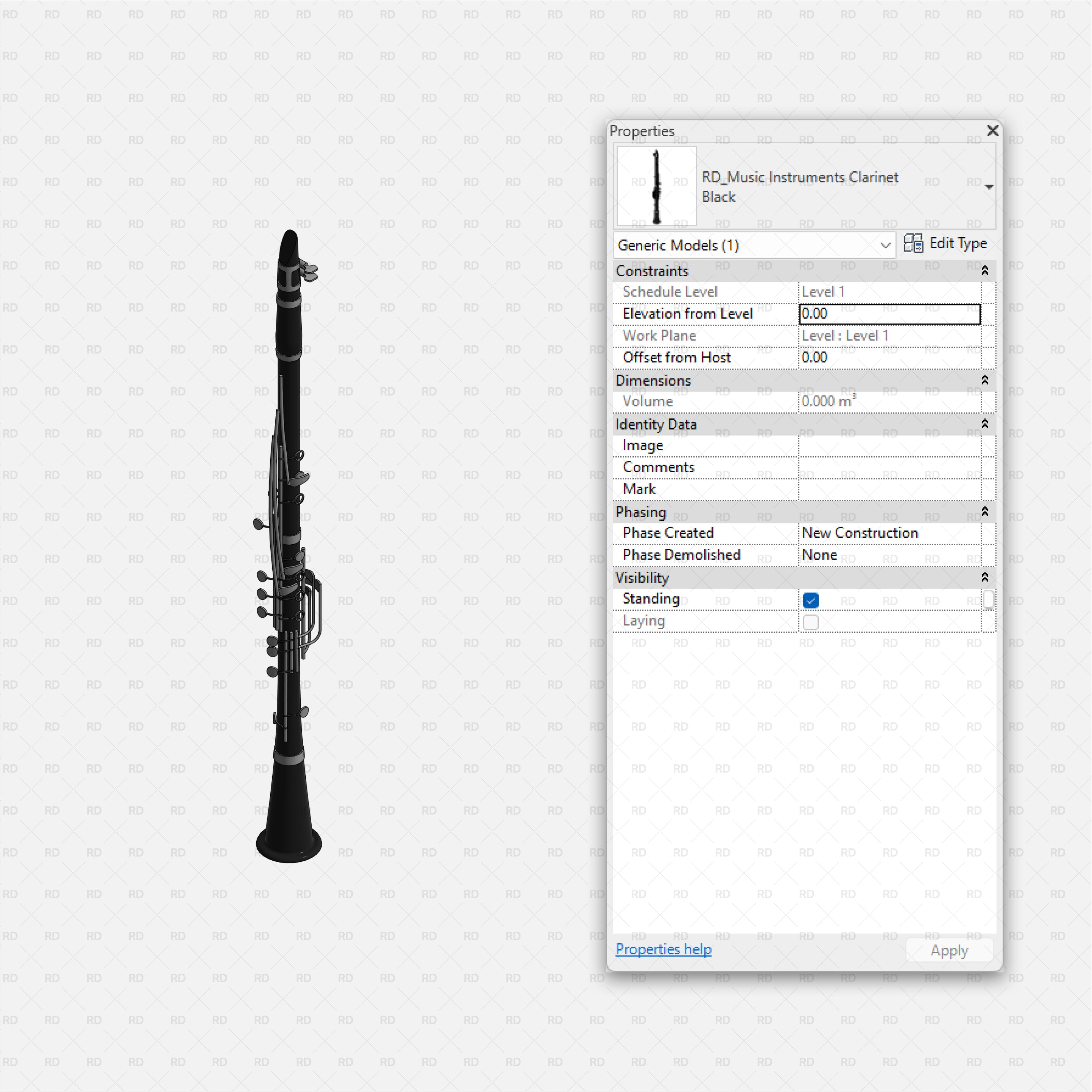 download revit music instrument family clarinet