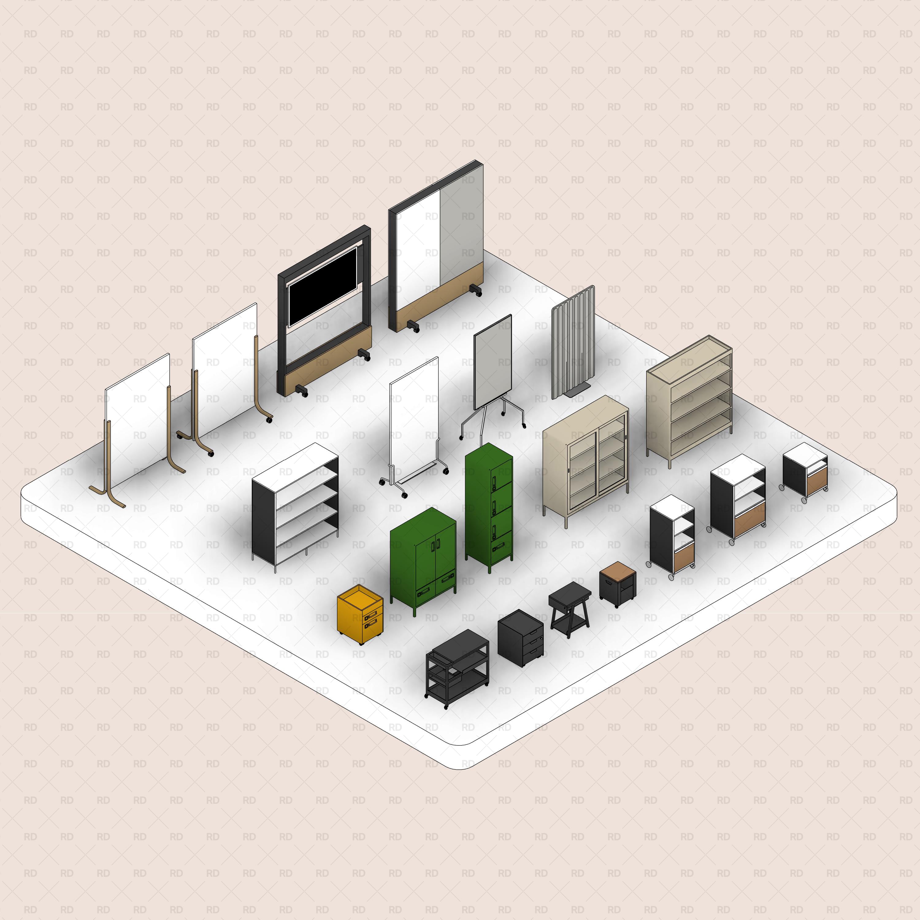 revit office furniture family pack - professional workstation interior design models