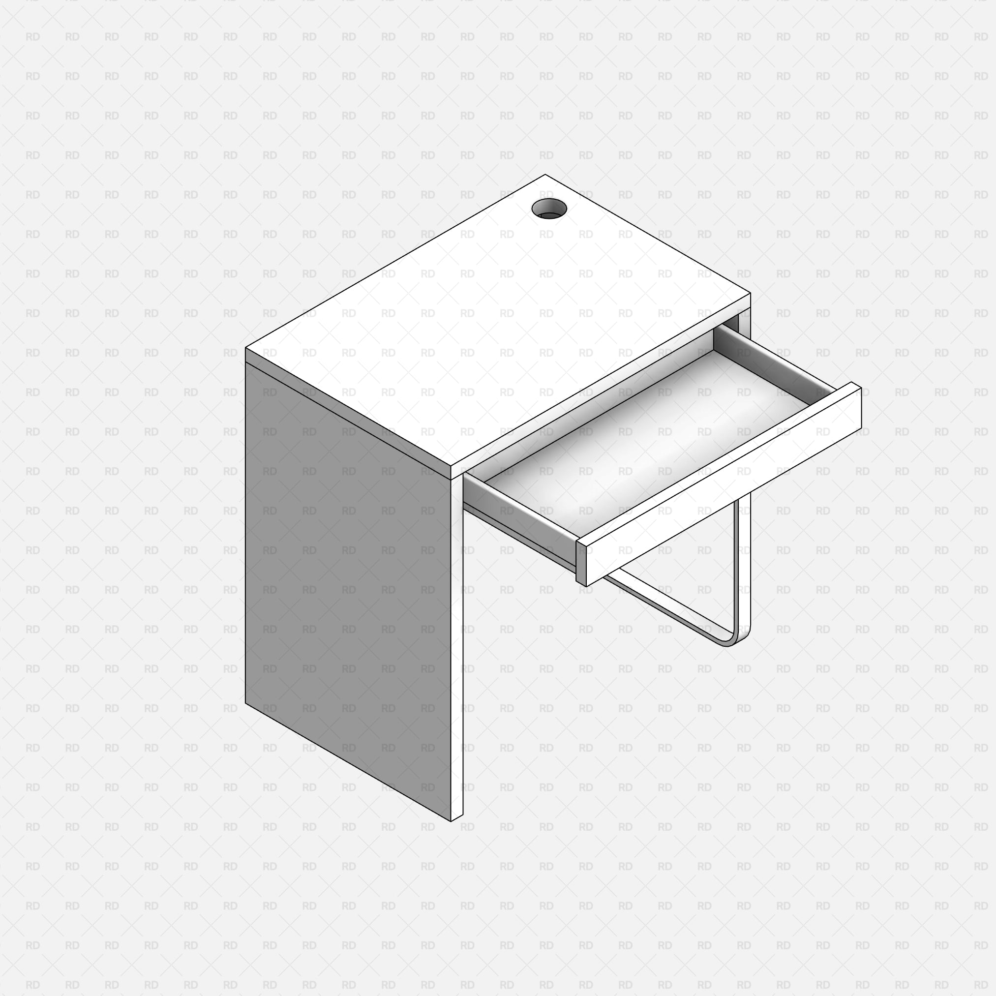 Revit family simple Desk with one drawer free download bim object