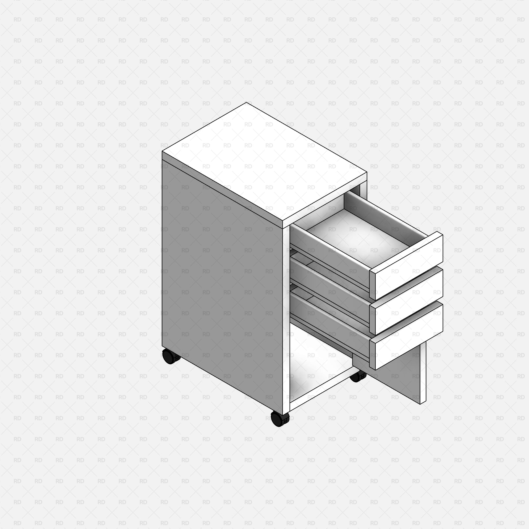 Revit Office Drawer Unit with drop-file storage free download family bim object