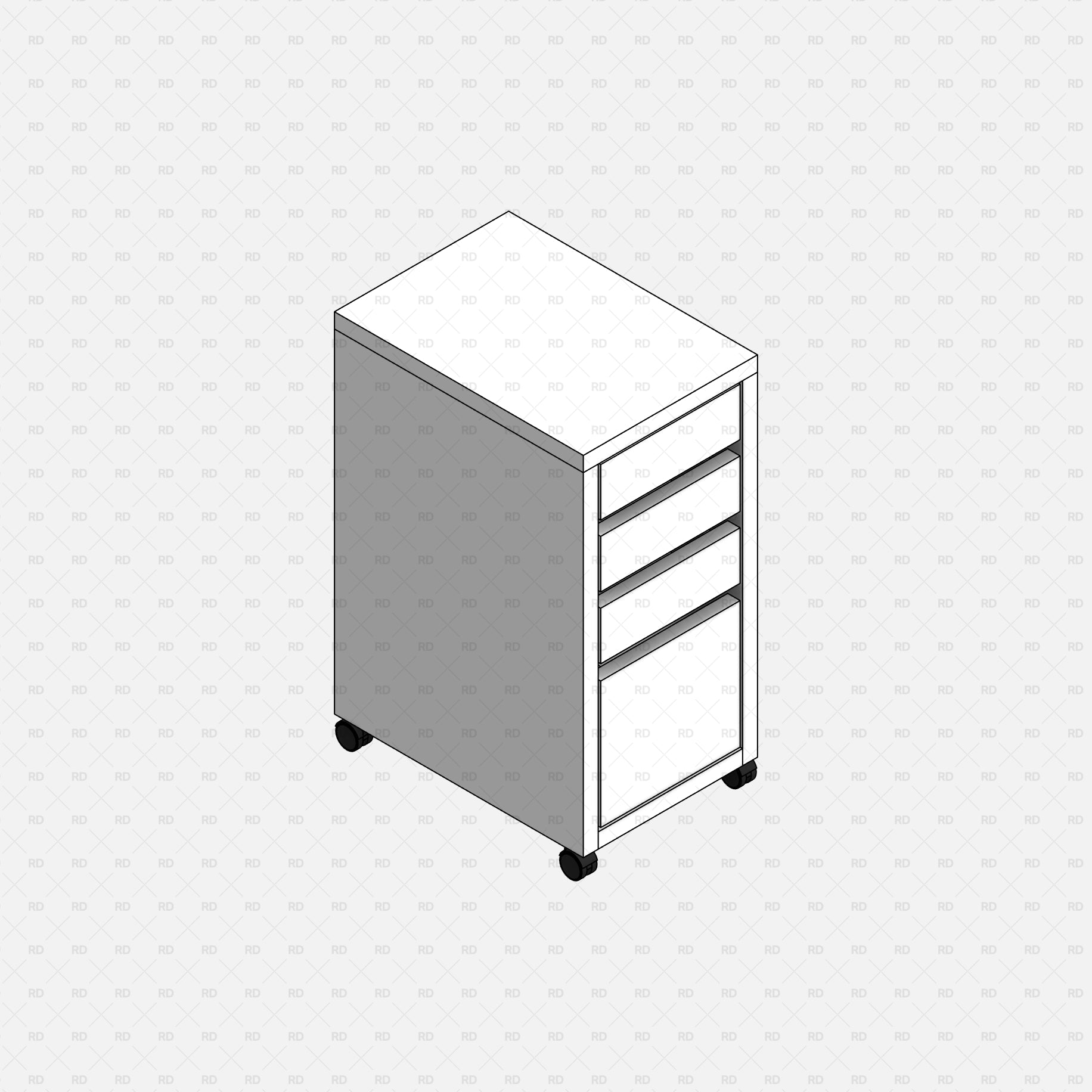 Revit IKEA MICKE Drawer Unit with drop-file storage free download family bim object