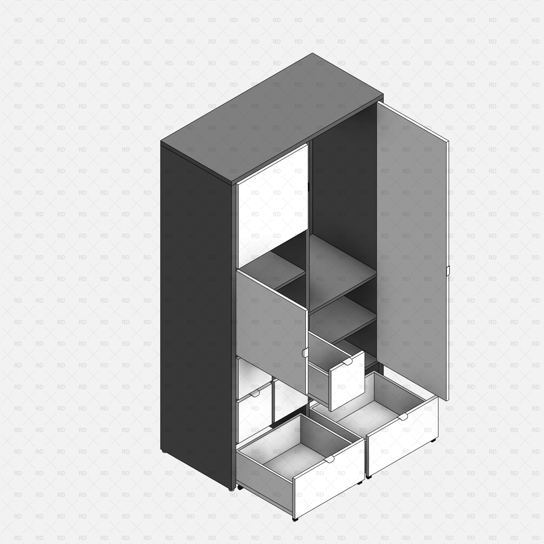 Revit Wardrobe Family with double door free download bim object blocks