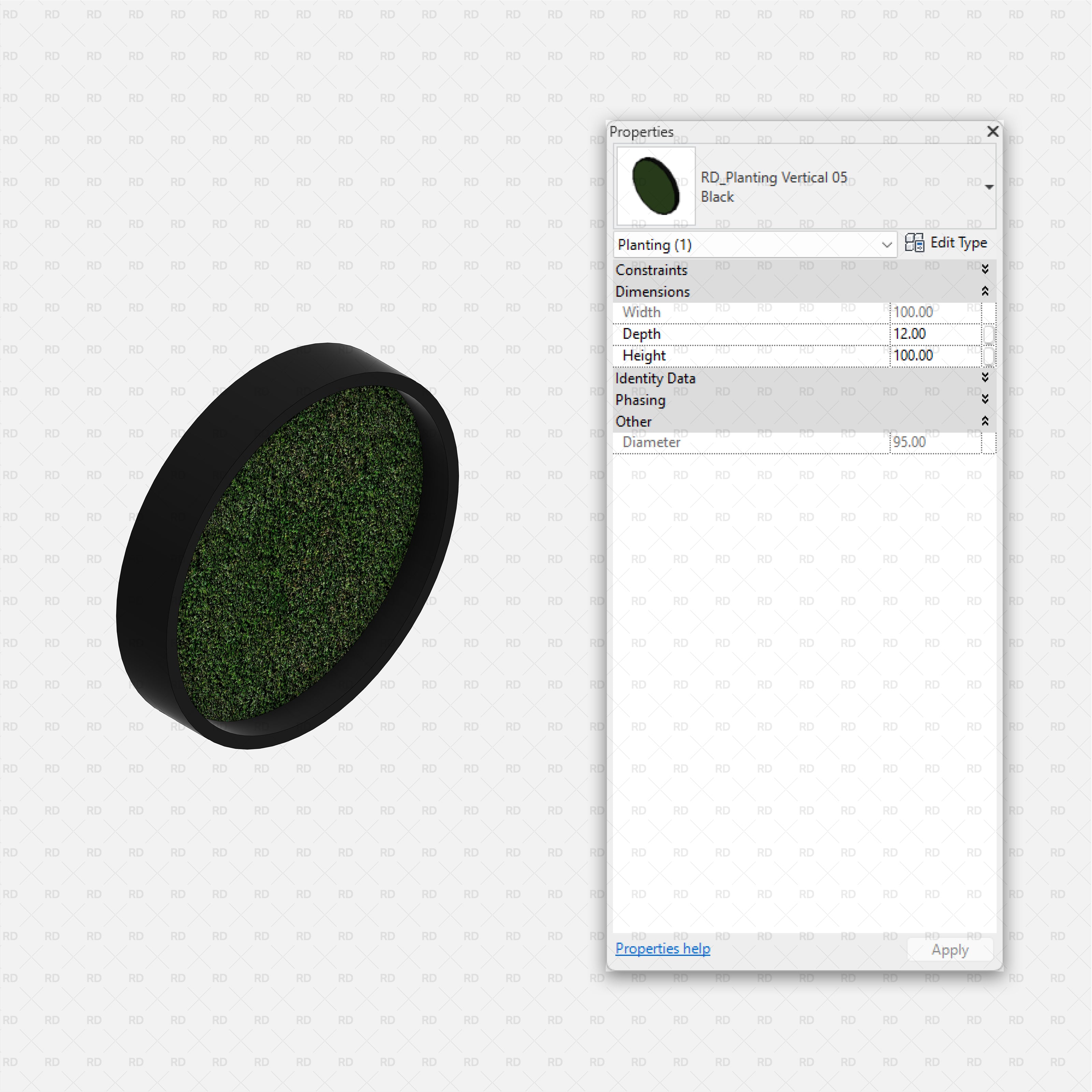 download high quality parametric revit families RD Studio Green wall bim object blocks