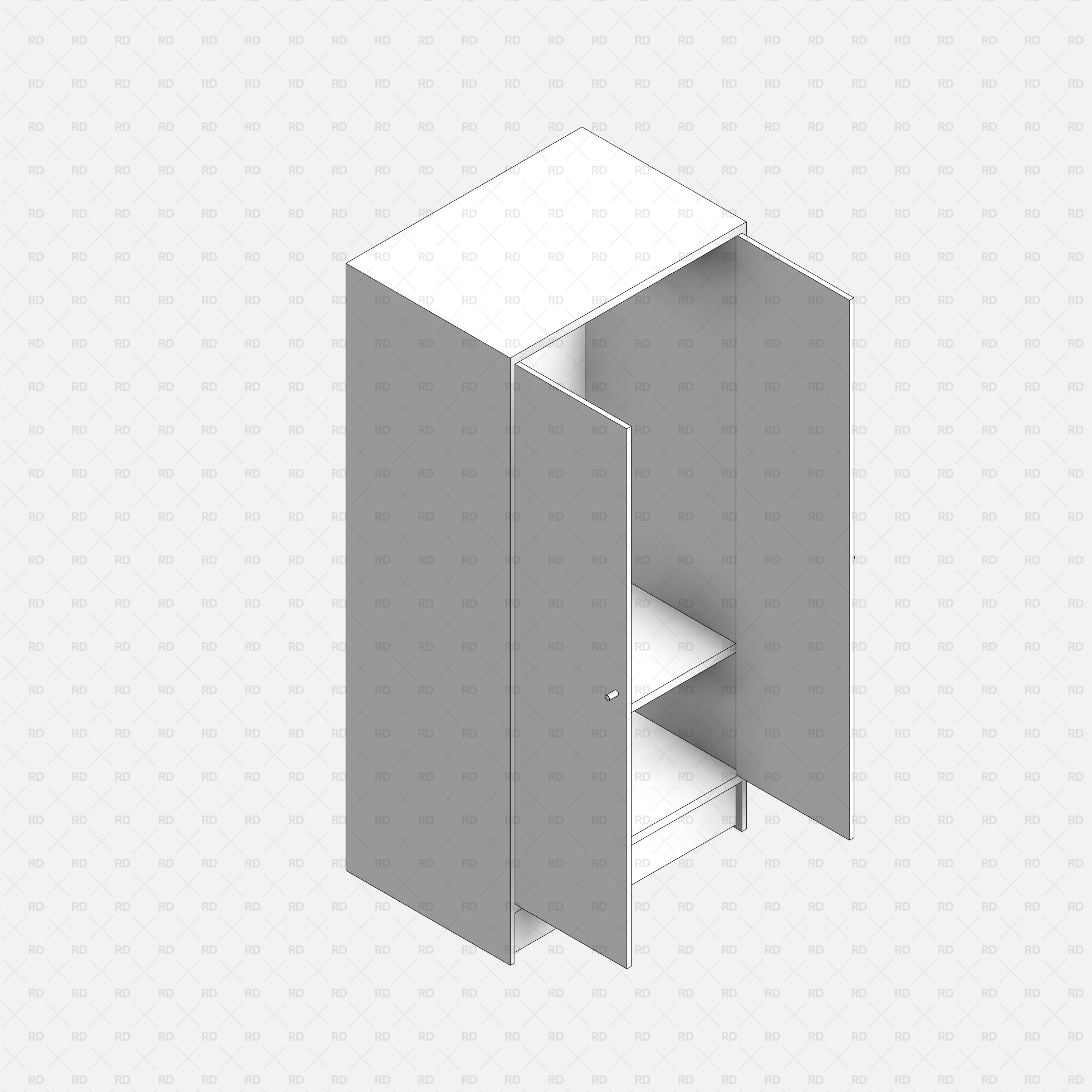 free download Revit family Wardrobe with two doors 3d model bim object