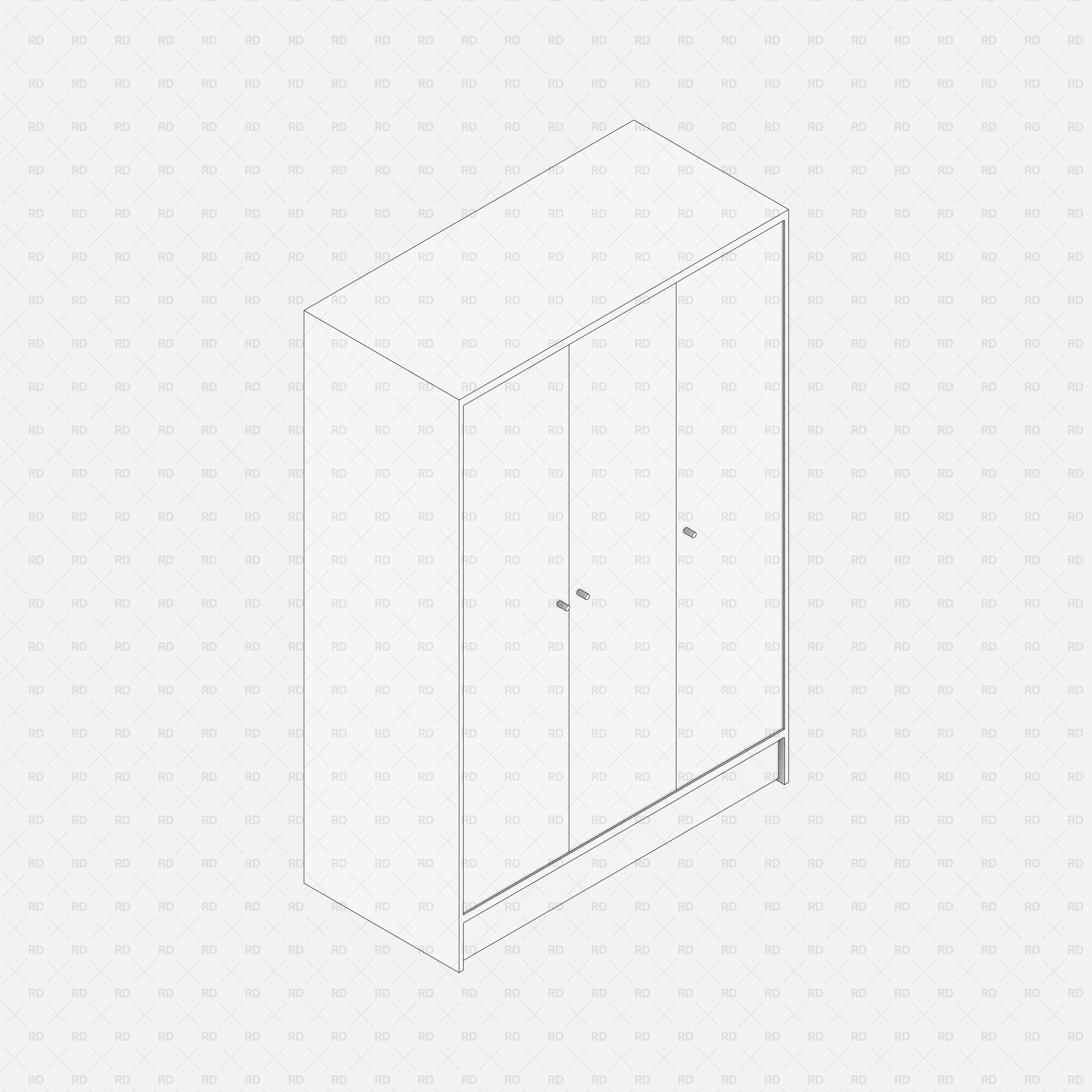 download free Revit family Wardrobe with 3 doors parametric 3d model bim object