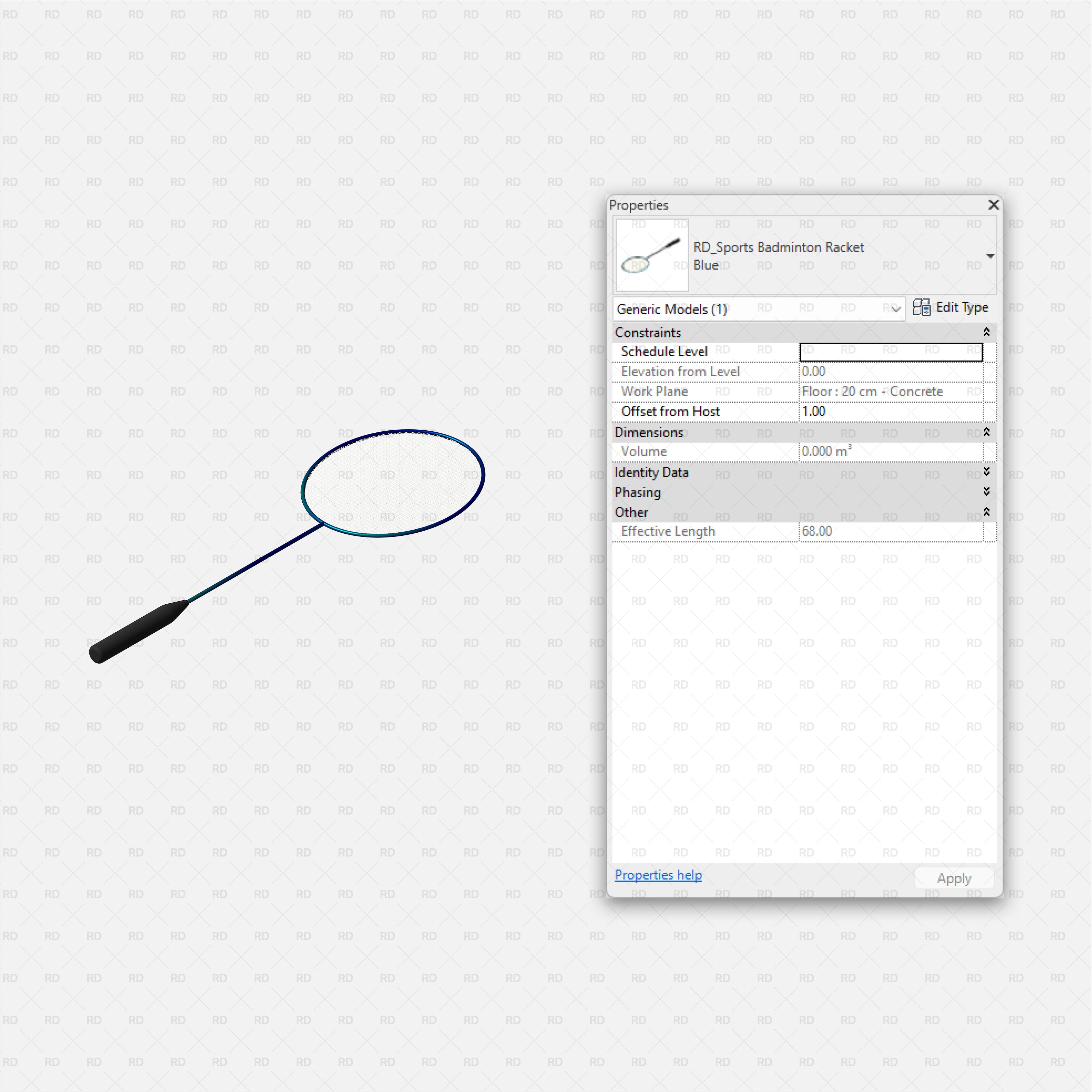 download high quality bim object revit badminton court families
