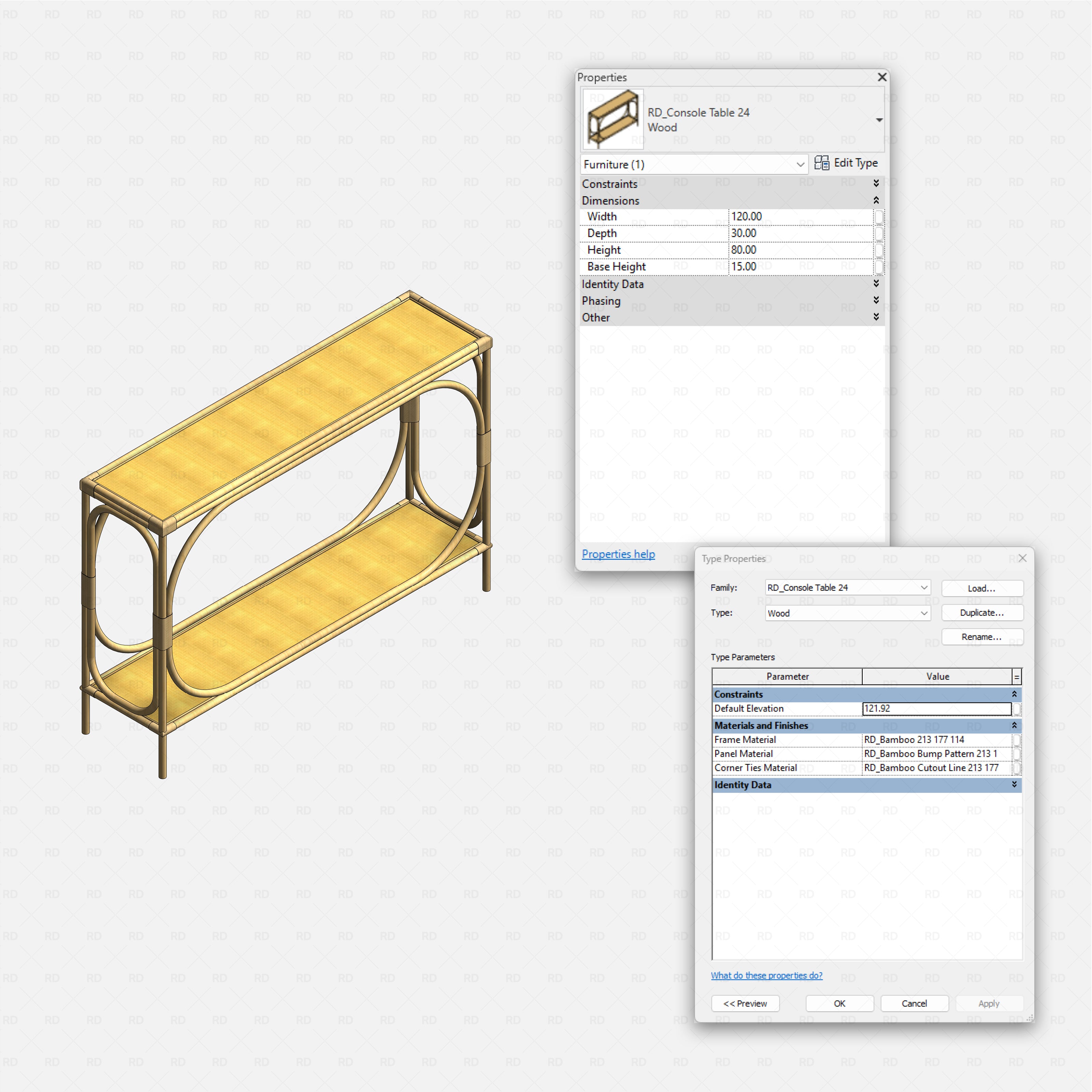 Revit Console Tables - Wood