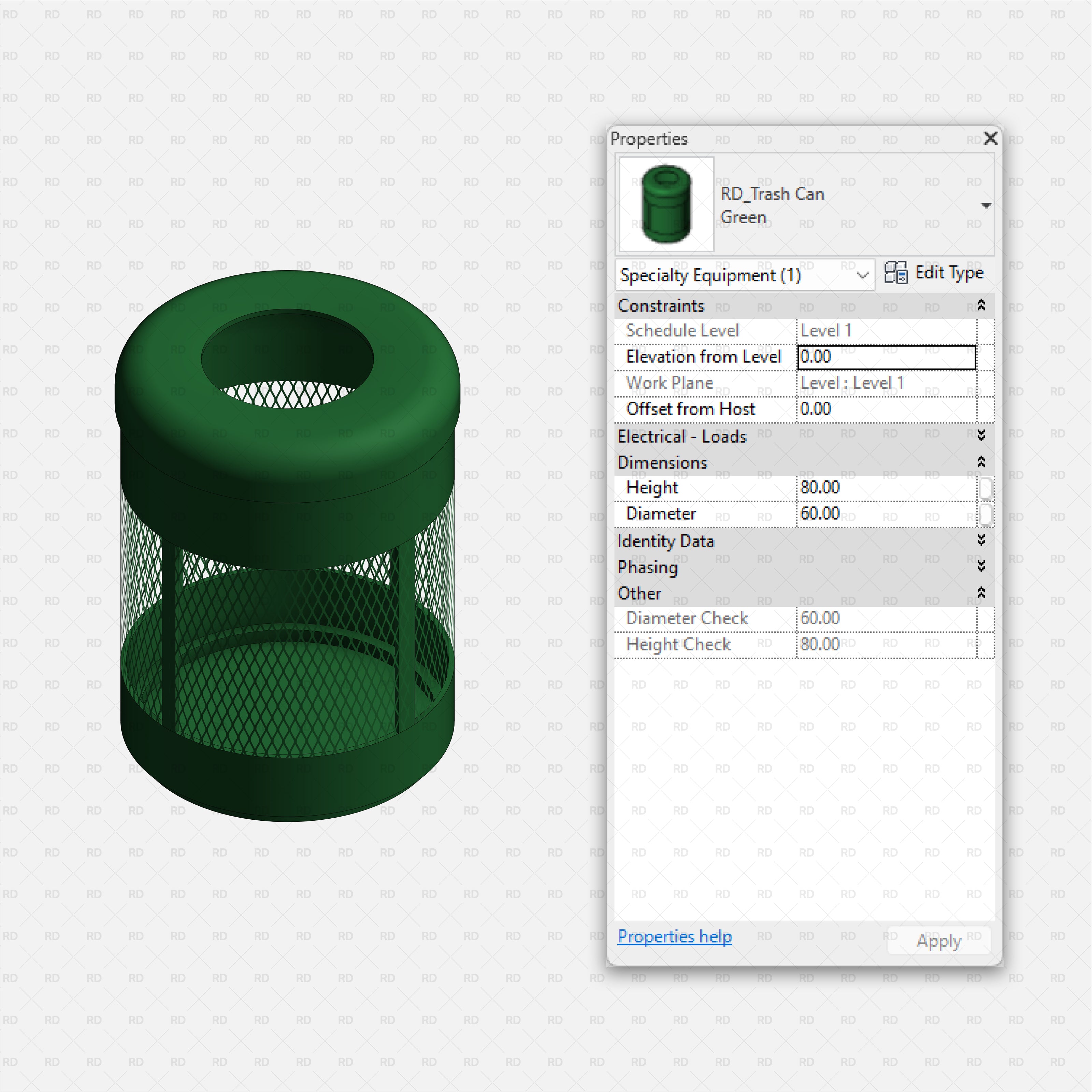 download high quality revit families RD Studio Dog park equipment trash can