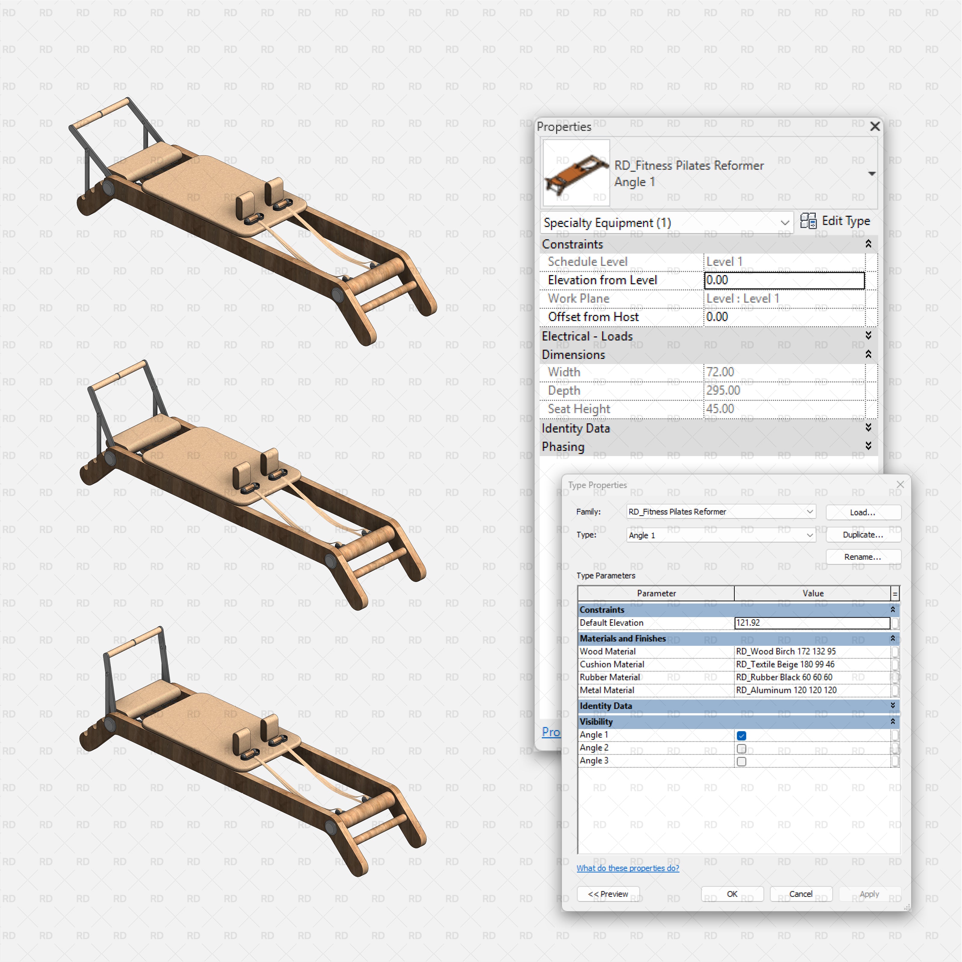revit home gym equipment families bim architecture pilates reformer