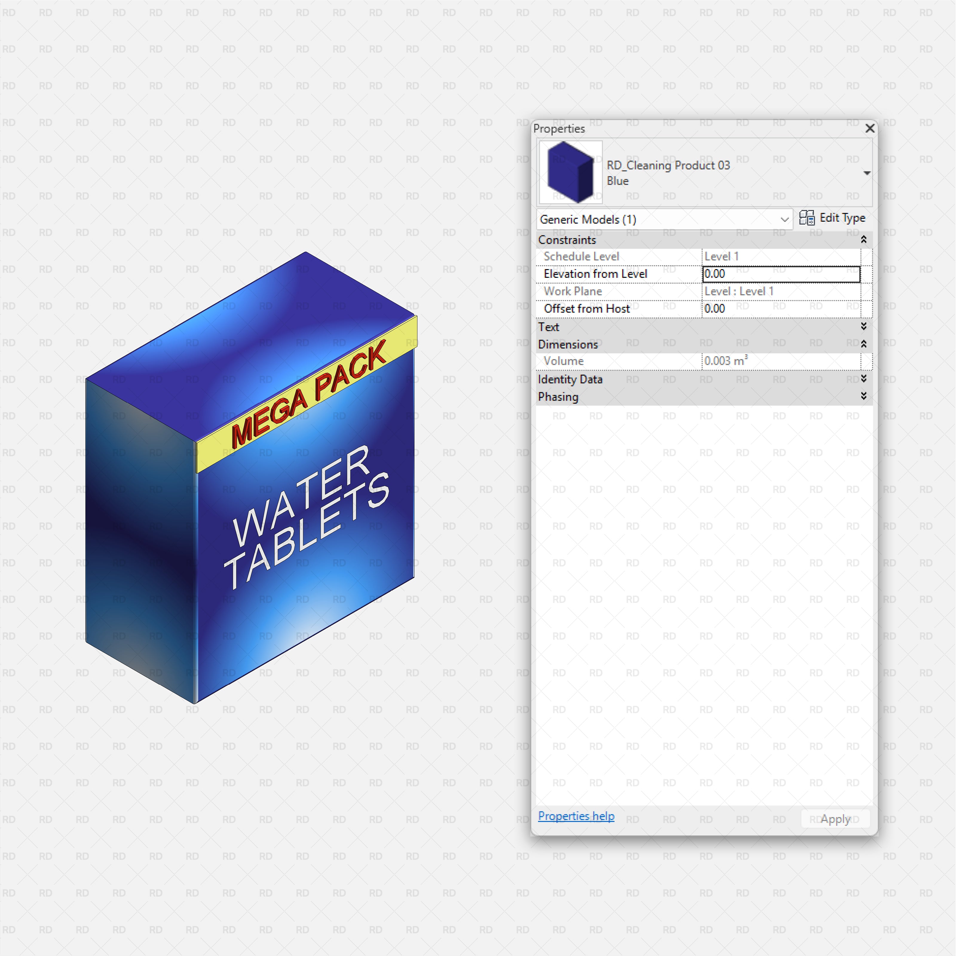 Revit Laundry Equipment RD Studio BIM Blocks RFA - Cleaning Product 03 Water Tablets Box Family