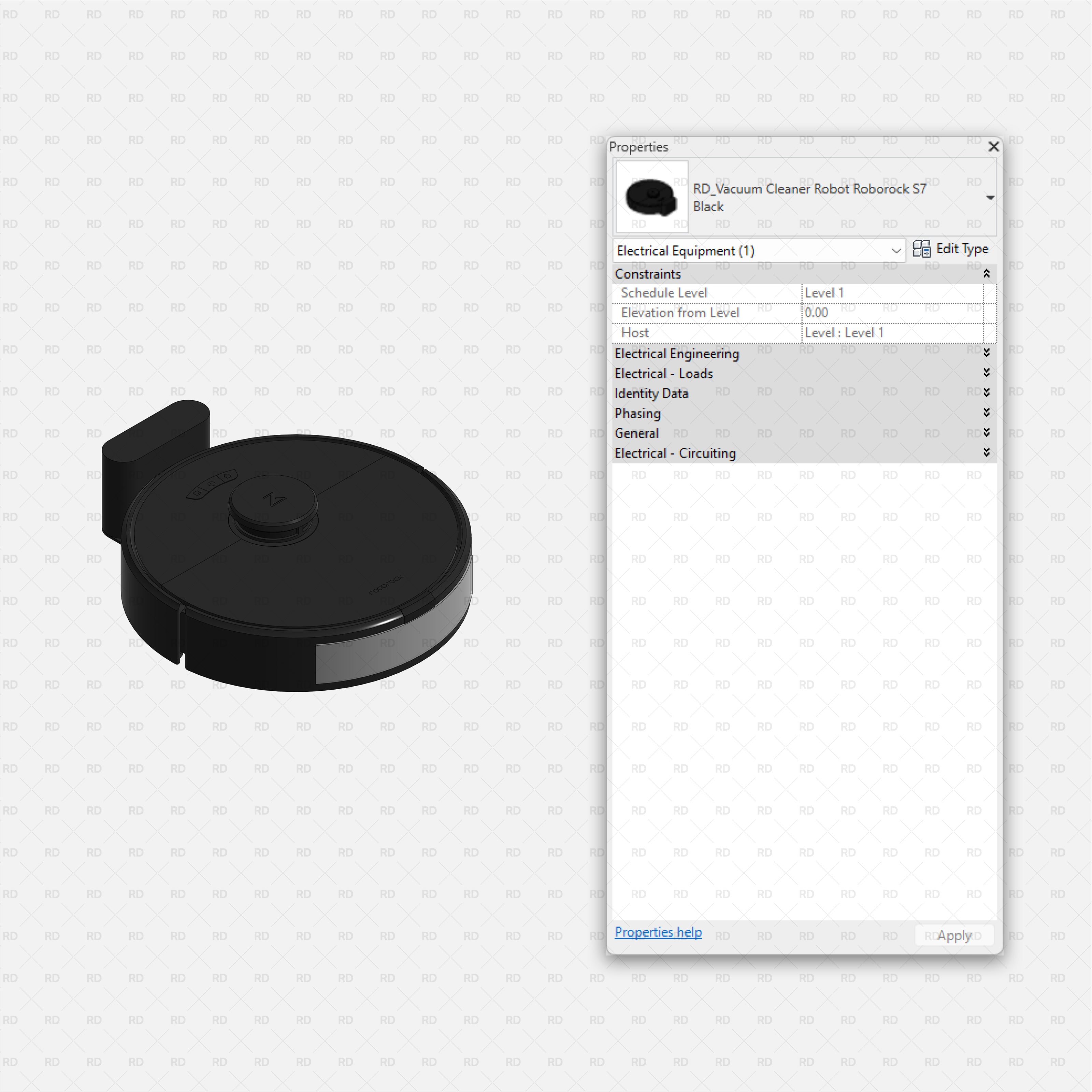 Revit Laundry Equipment RD Studio BIM Blocks RFA - Robot Vacuum Cleaner Roborock S7 Family