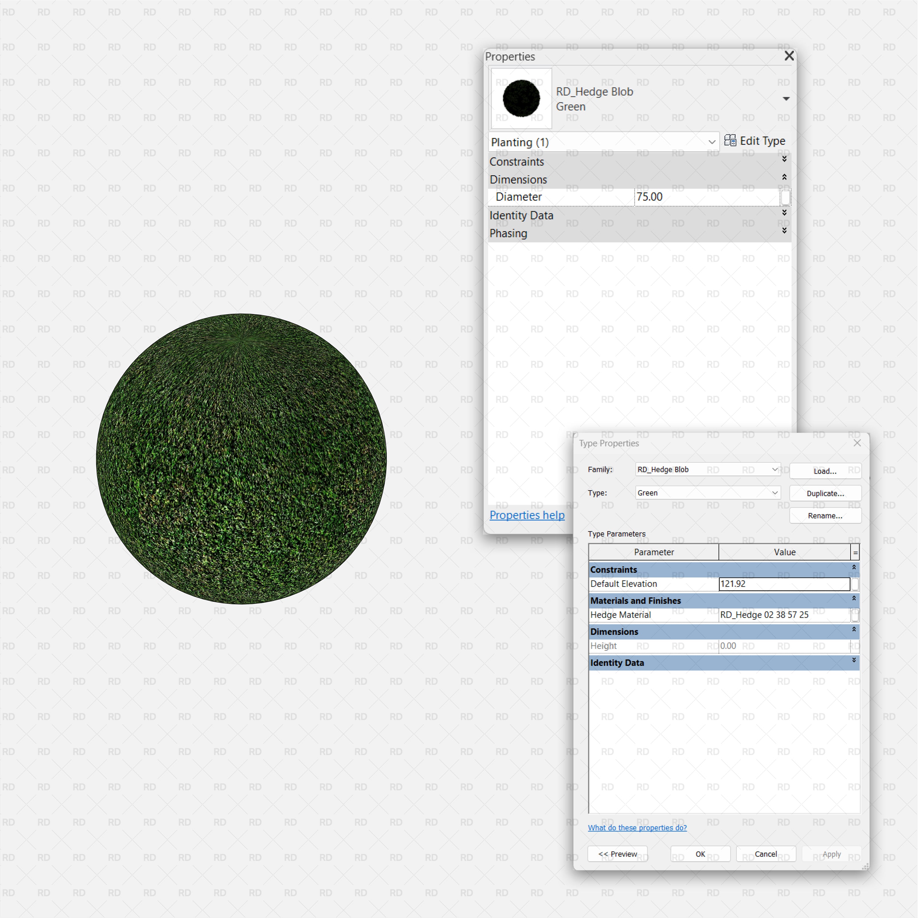 Revit Blob Hedge Shrub (Planting Families)