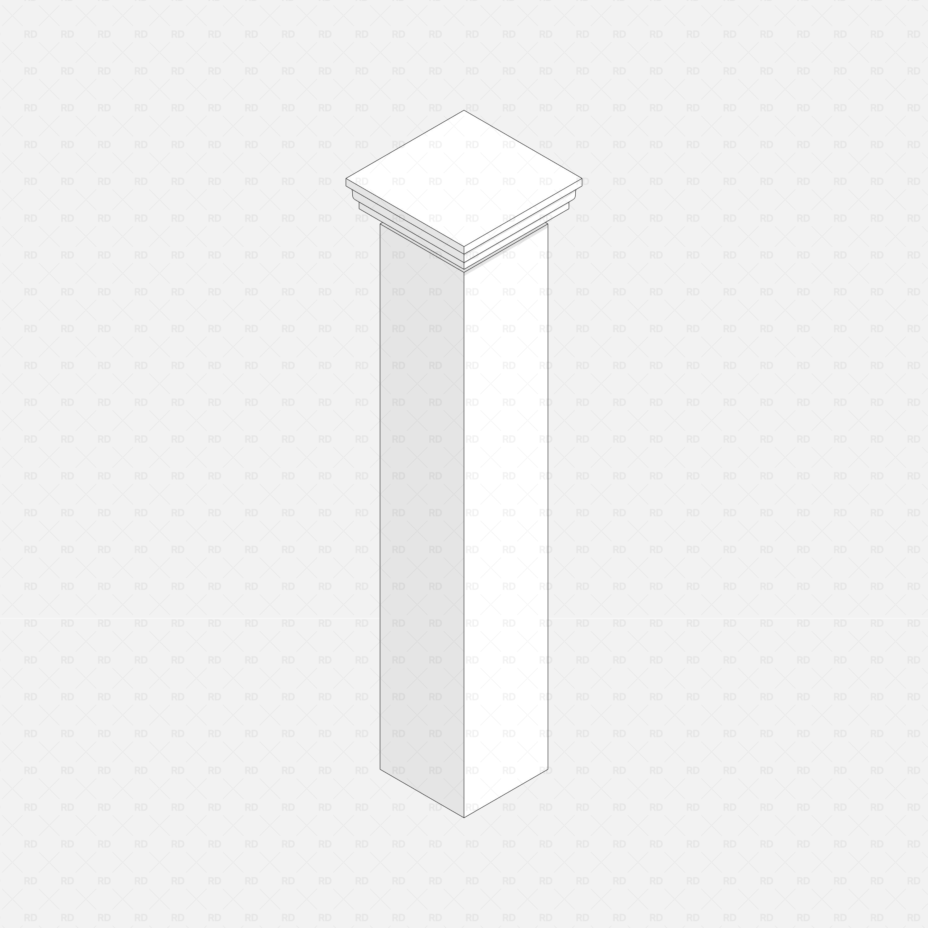 Revit Pier Caps RD Studio BIM Blocks RFA – Clean Hidden-Line View Of Column With Flat Moulded Pier Cap Free Sample