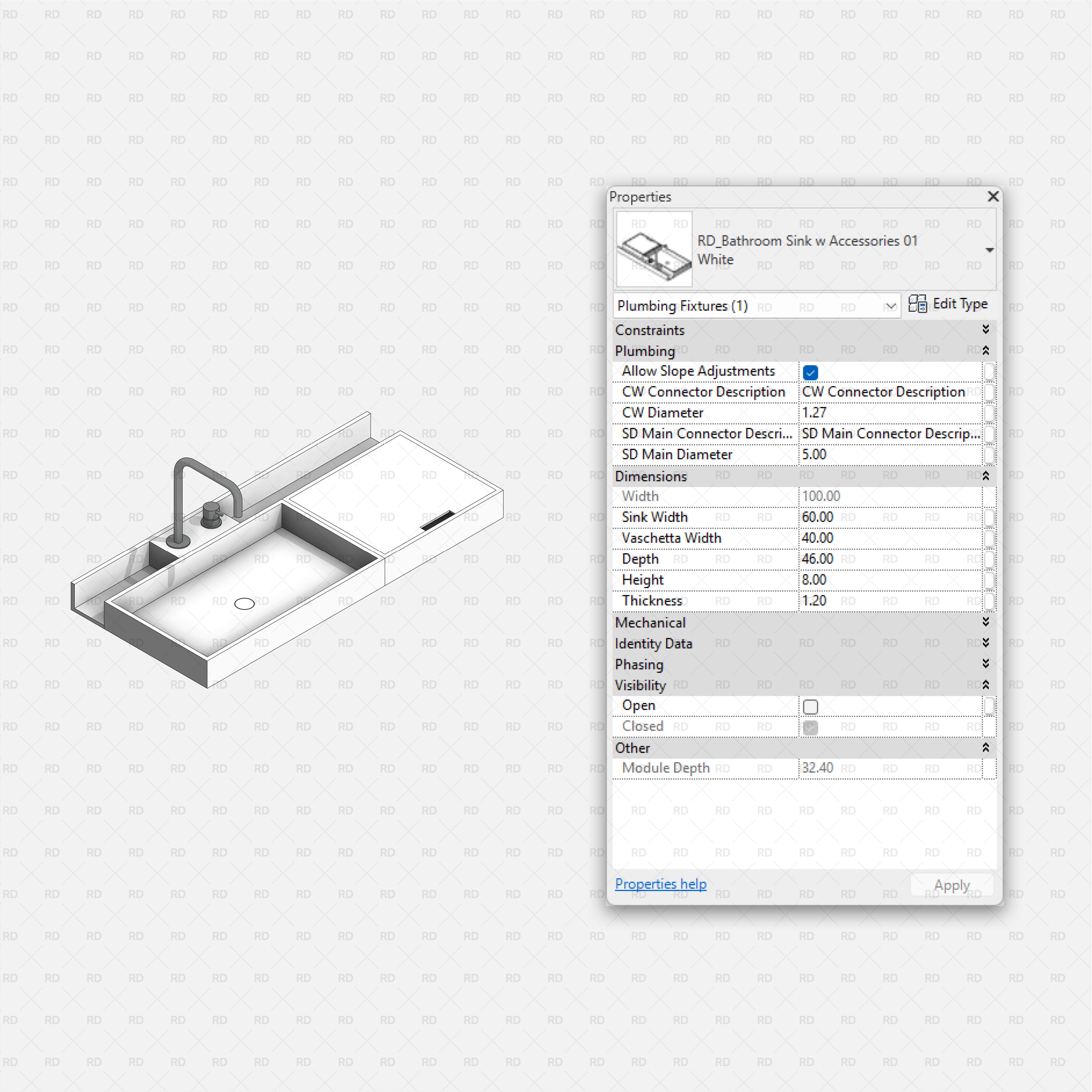 Revit Bathroom Furniture Accessories RD Studio BIM Blocks RFA White Modular Bathroom Sink And Counter Accessories Family