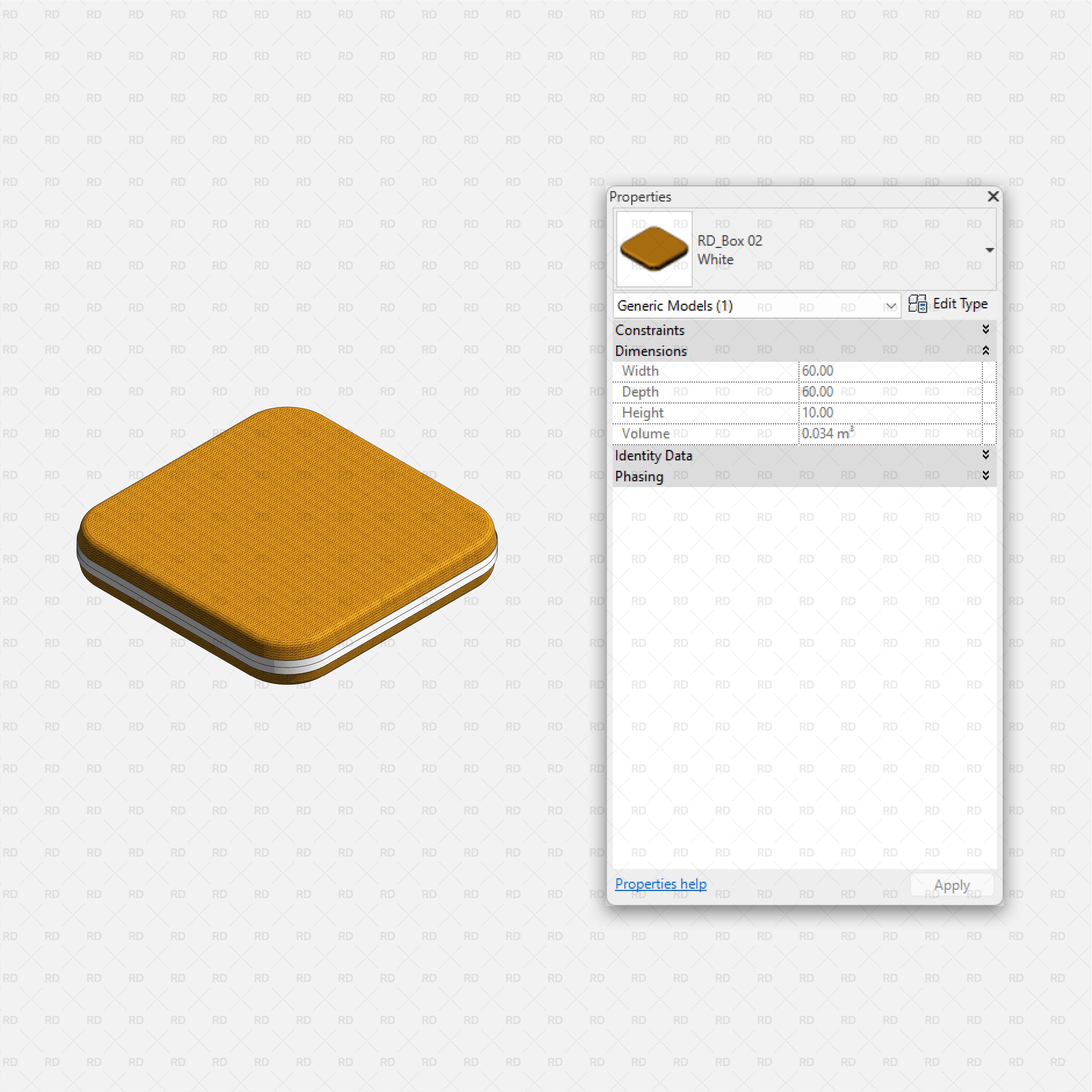 Revit Bathroom Furniture Accessories RD Studio BIM Blocks RFA Mustard Flat Square Storage Box Family