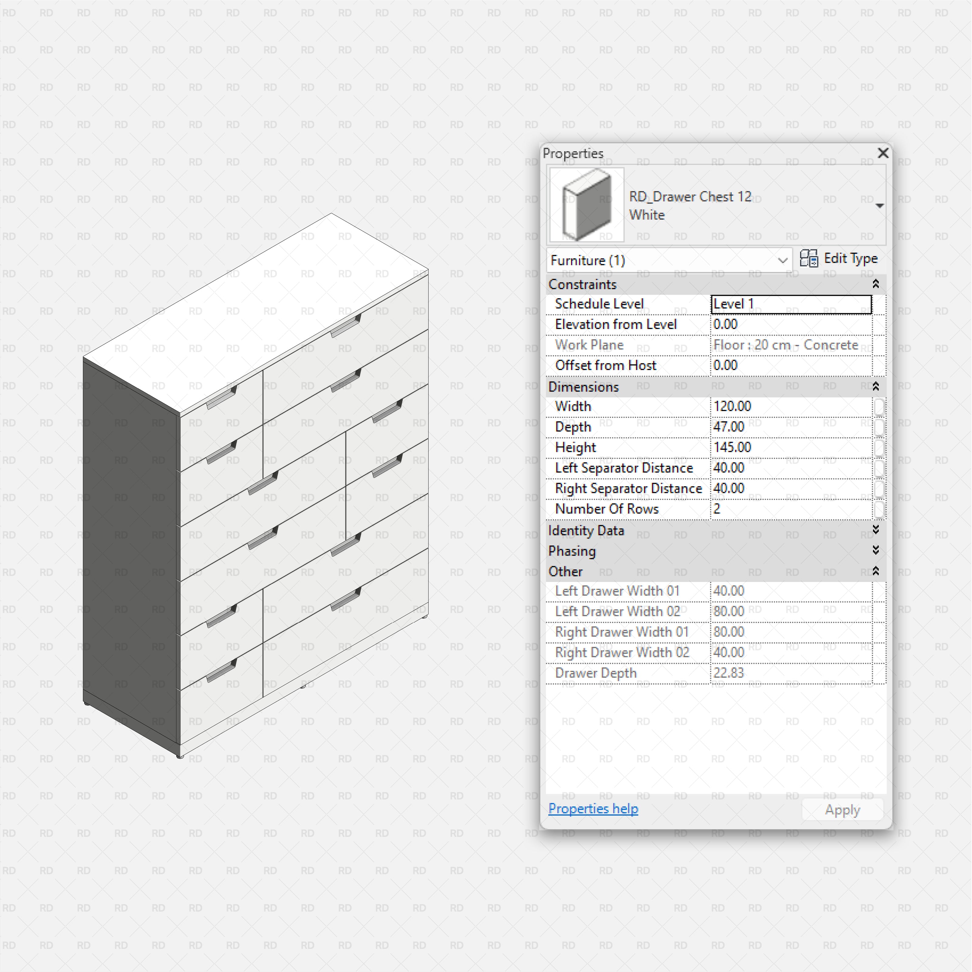 Free download Revit IKEA NORDLI Drawer Chest 12 3d bim object