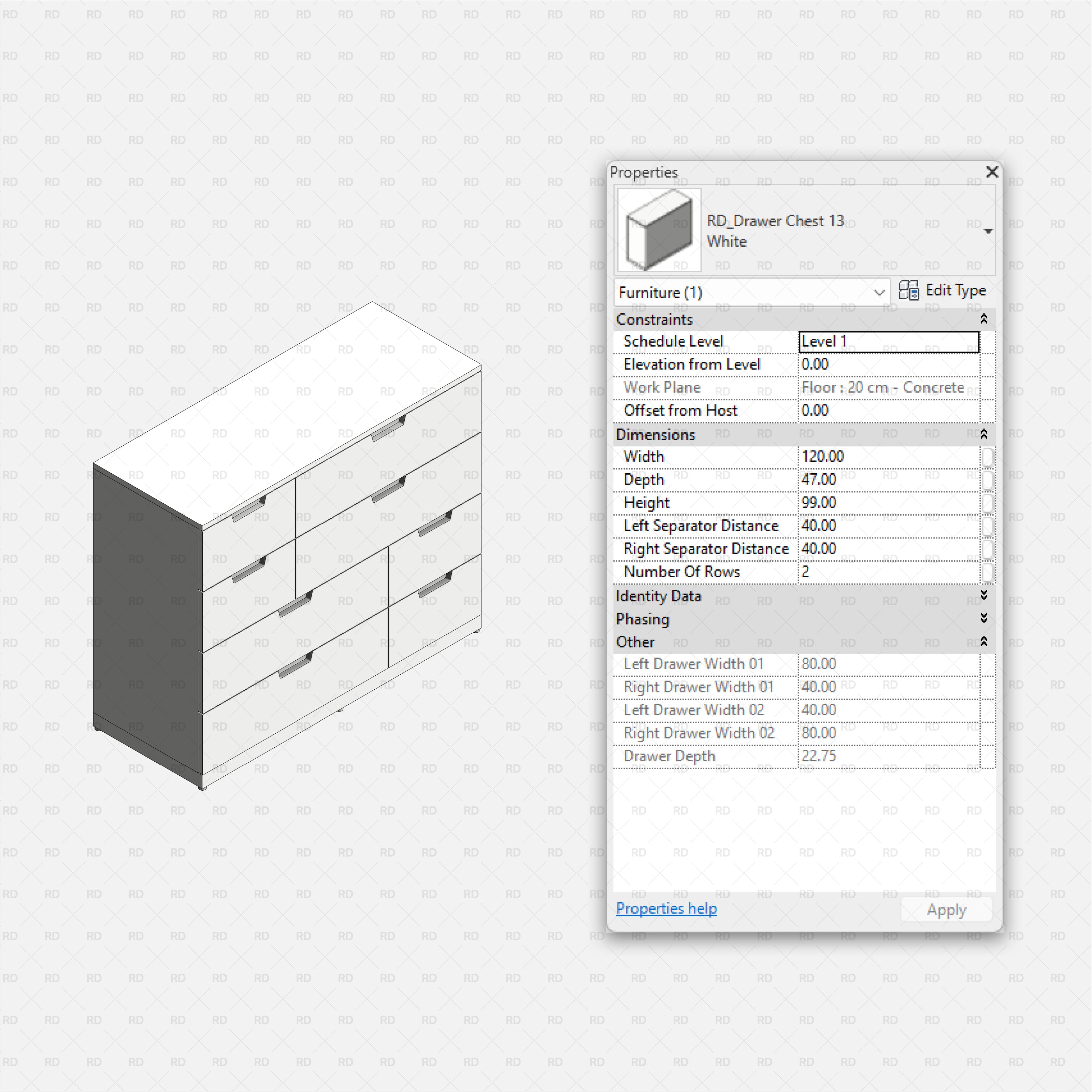 Free download Revit IKEA NORDLI Drawer Chest 13 3d bim object
