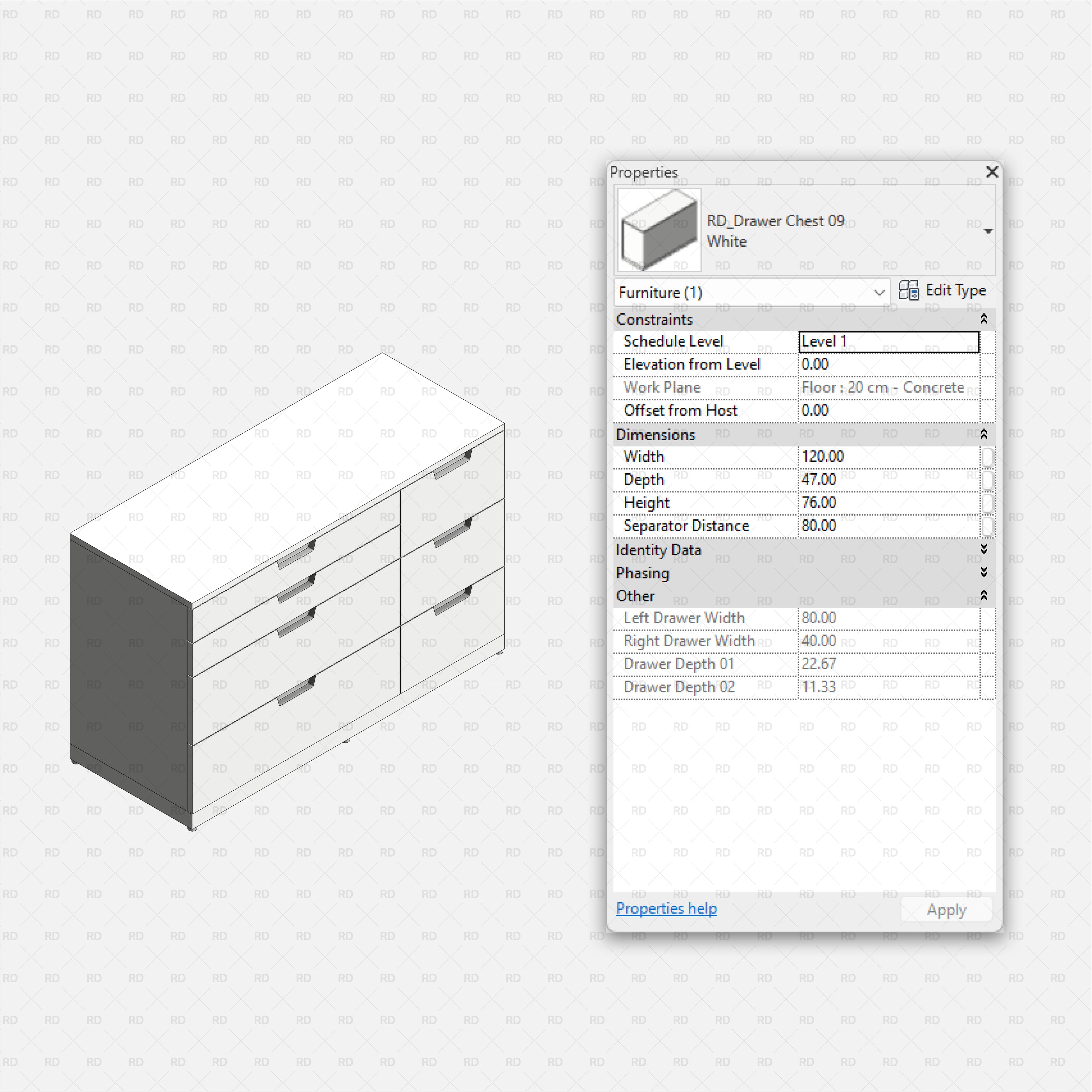 Free download Revit IKEA NORDLI Drawer Chest 09 Family 3d bim object
