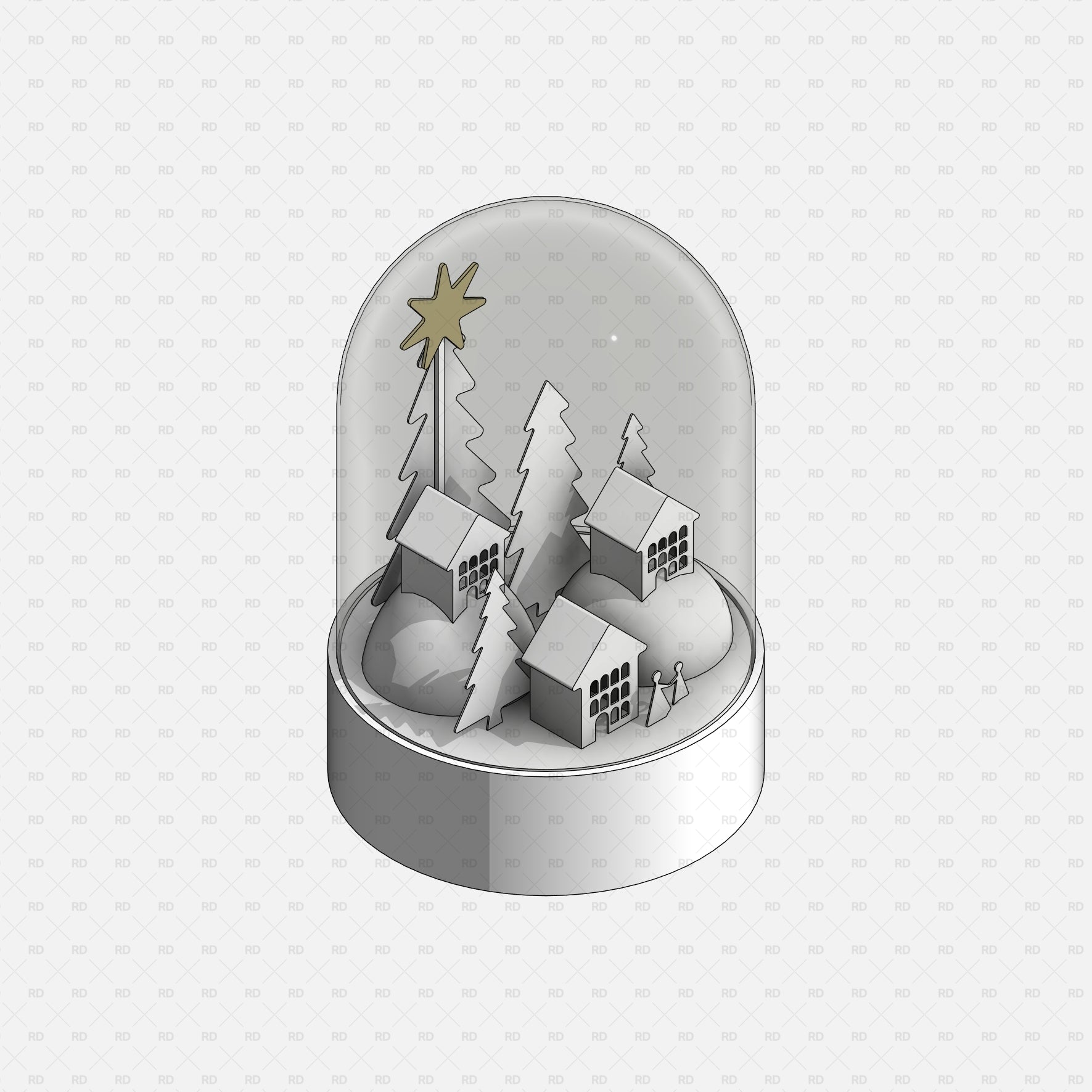 Décoration de table en forme de dôme du village de Noël Revit