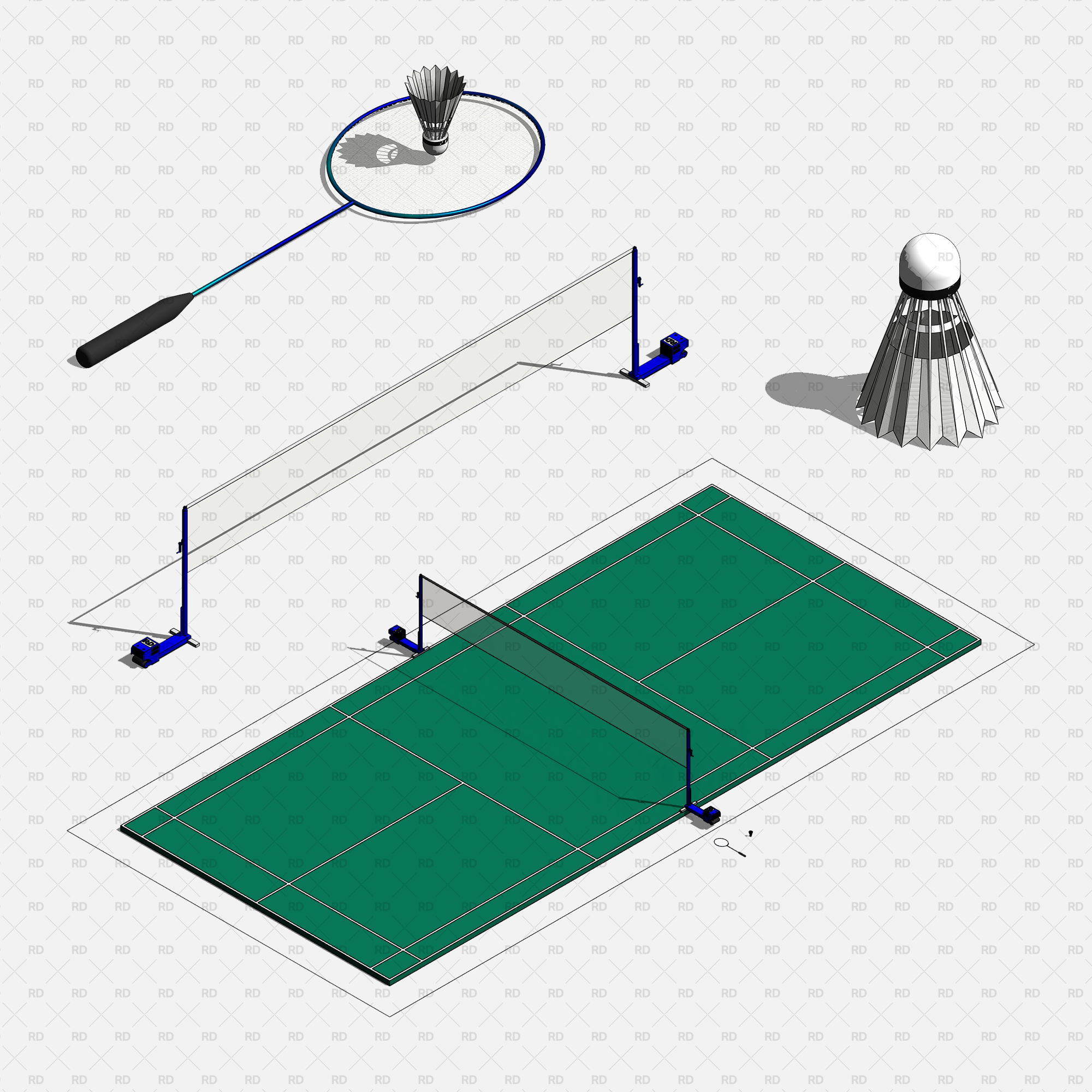 download high quality bim object revit badminton court families