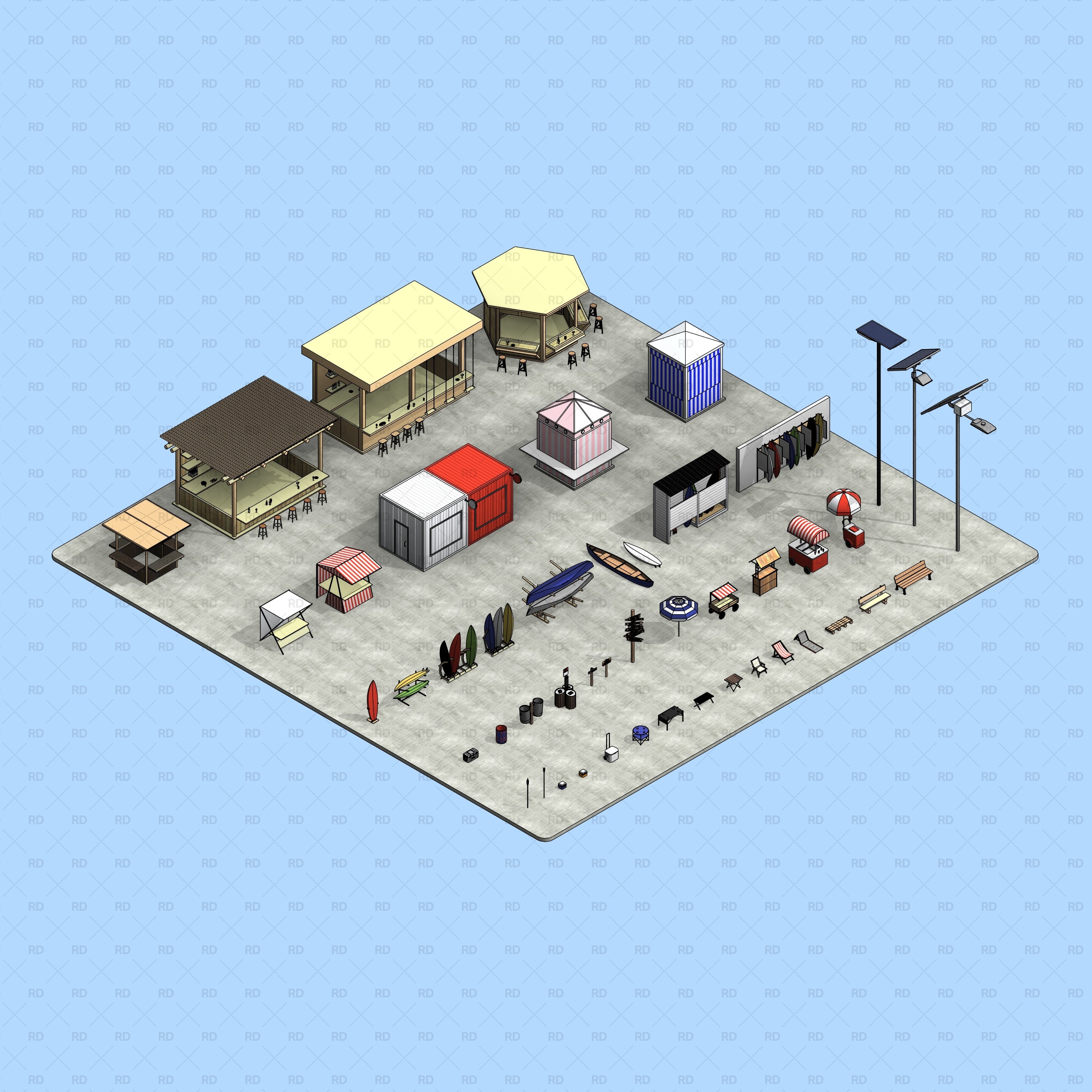 revit beach area specialty equipment and furniture bim object