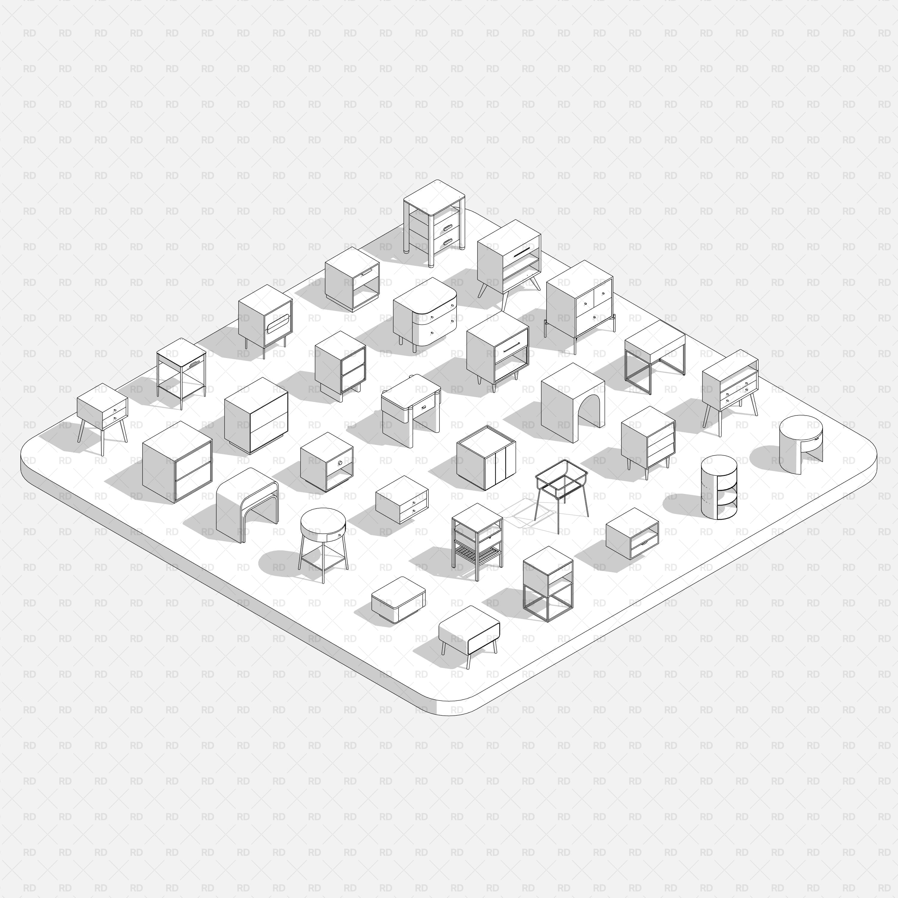 revit modern bedside table