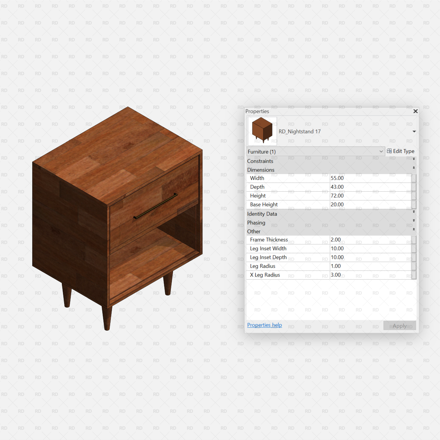 download revit nightstand family