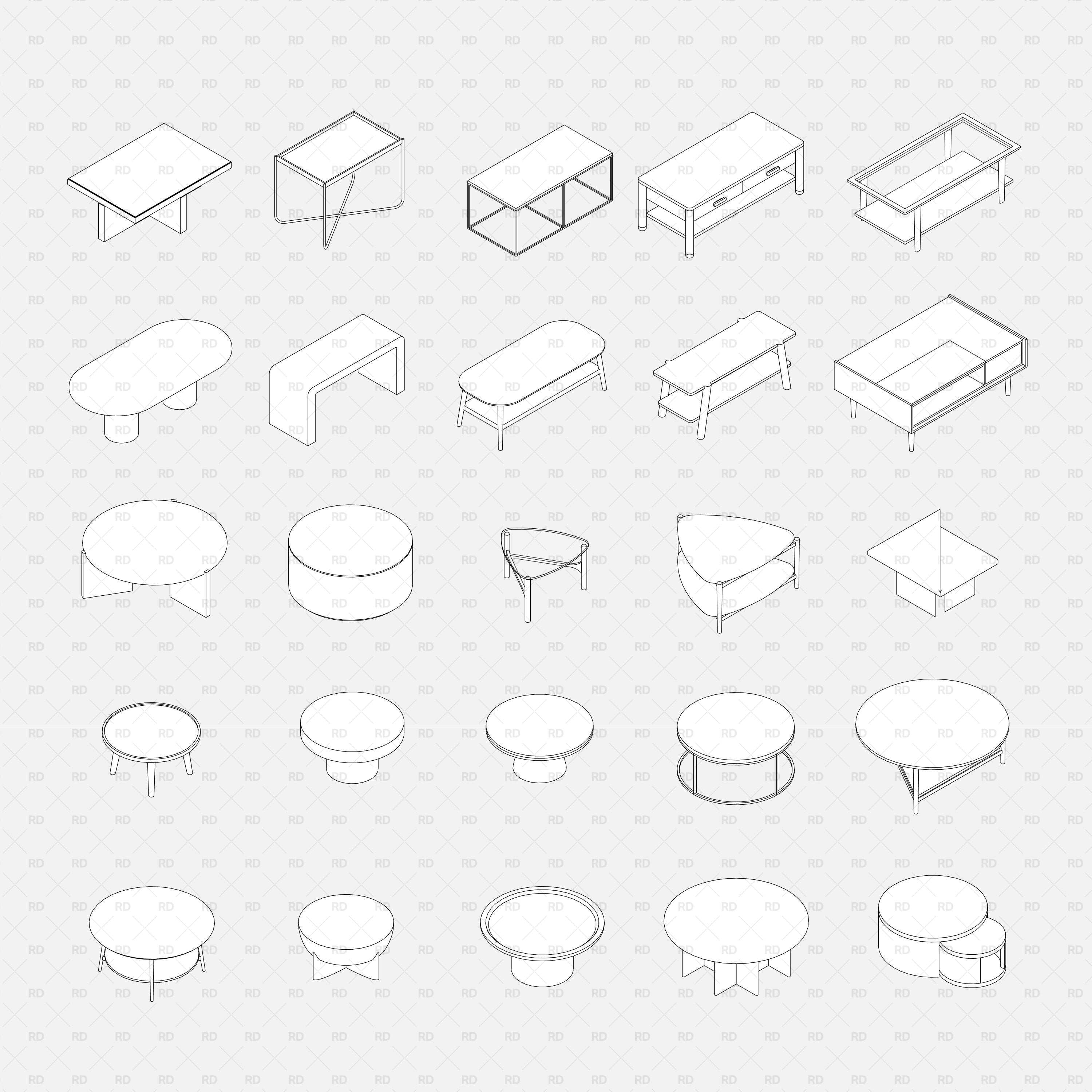 revit coffee table modern