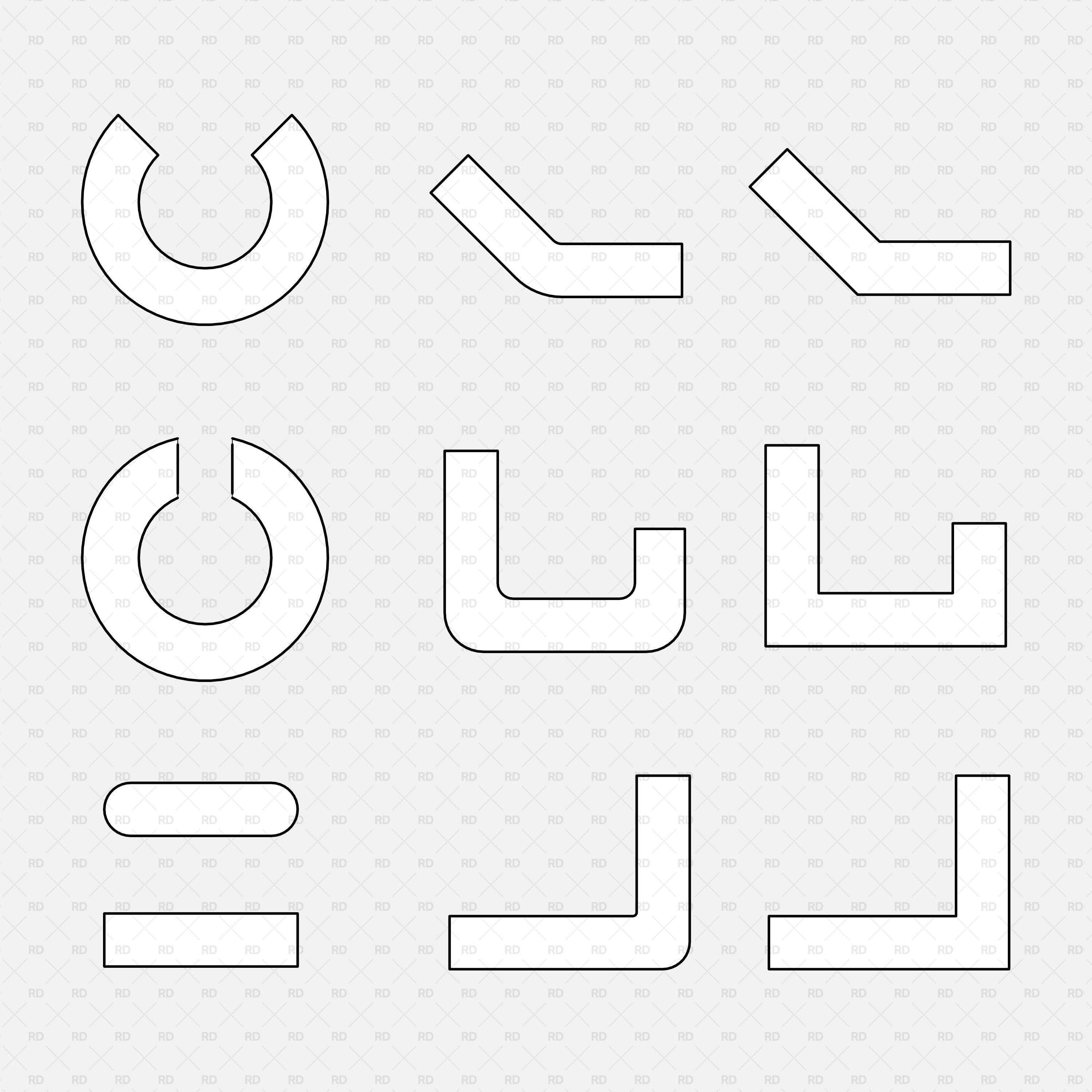 Revit Commercial Countertops RD Studio BIM Blocks RFA — Floor Plan Top Views Of All Countertop Shapes For Documentation