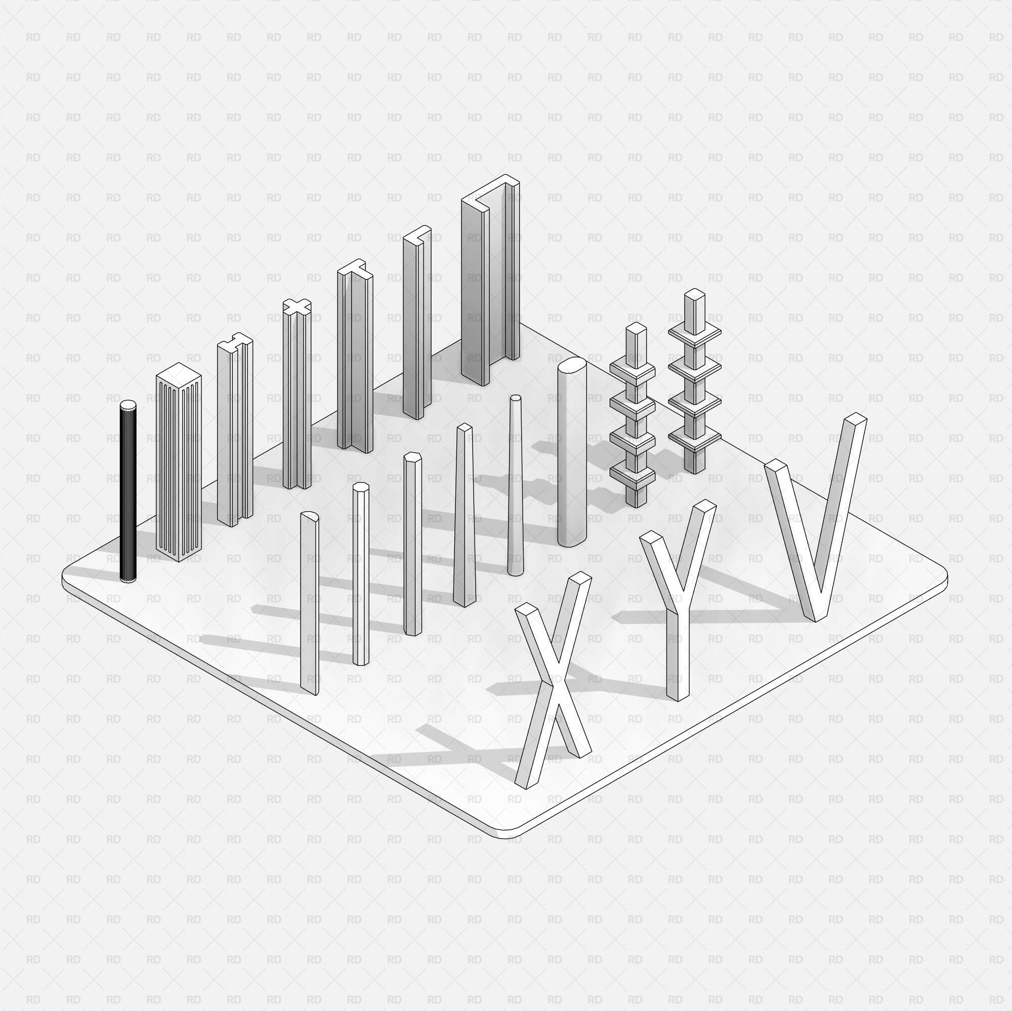 Revit Structural Concrete Columns bim object families blocks 3d model download corbel