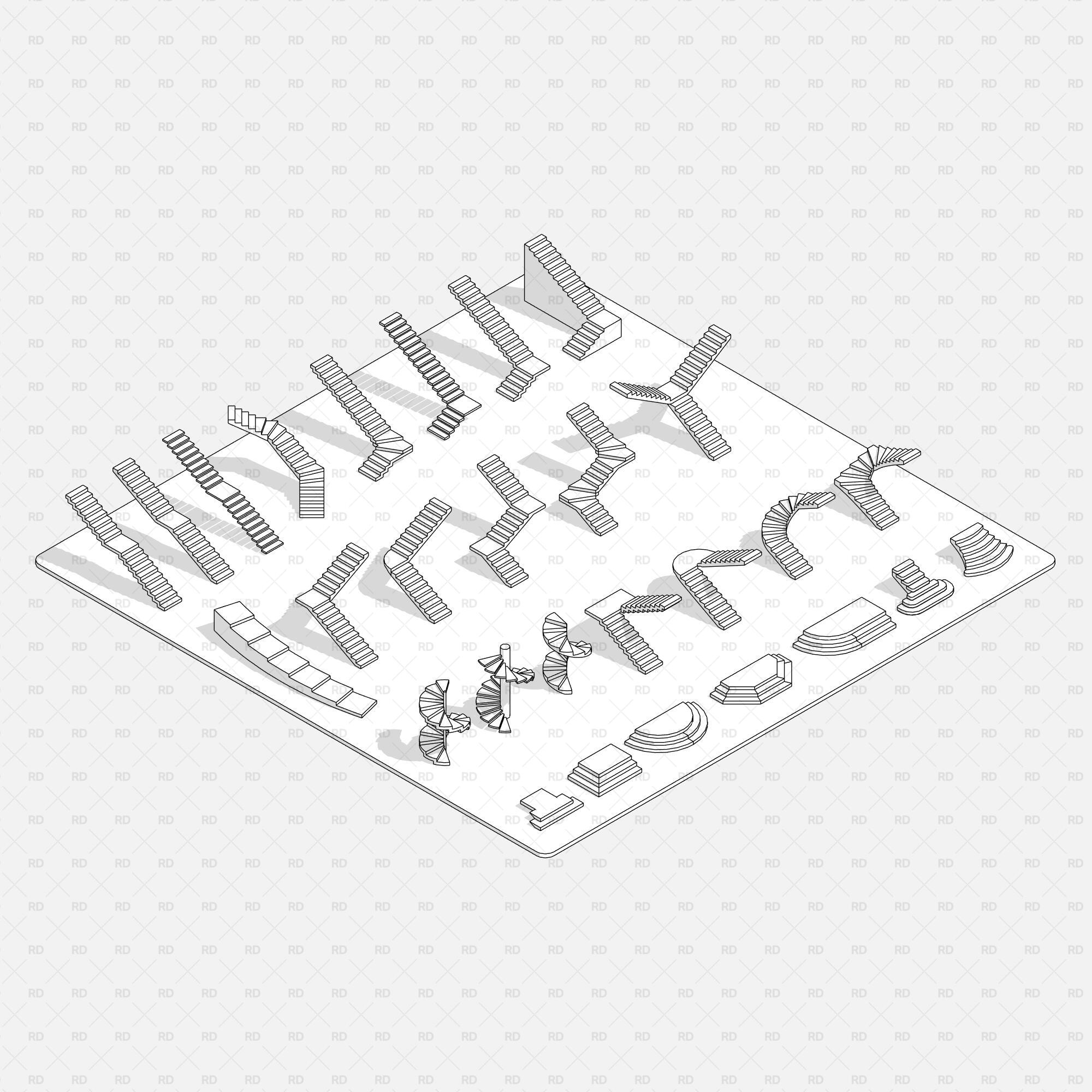 download revit stairs concrete bim object blocks