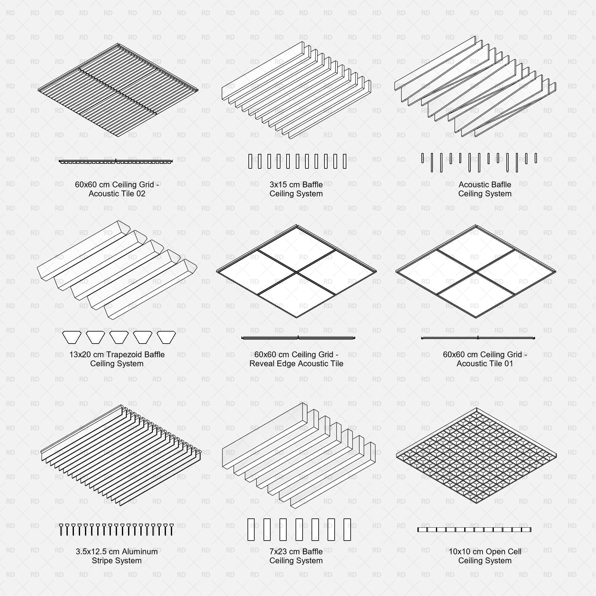 Revit Drop Ceiling (Sloped Glazing Collection) bim object download blocks