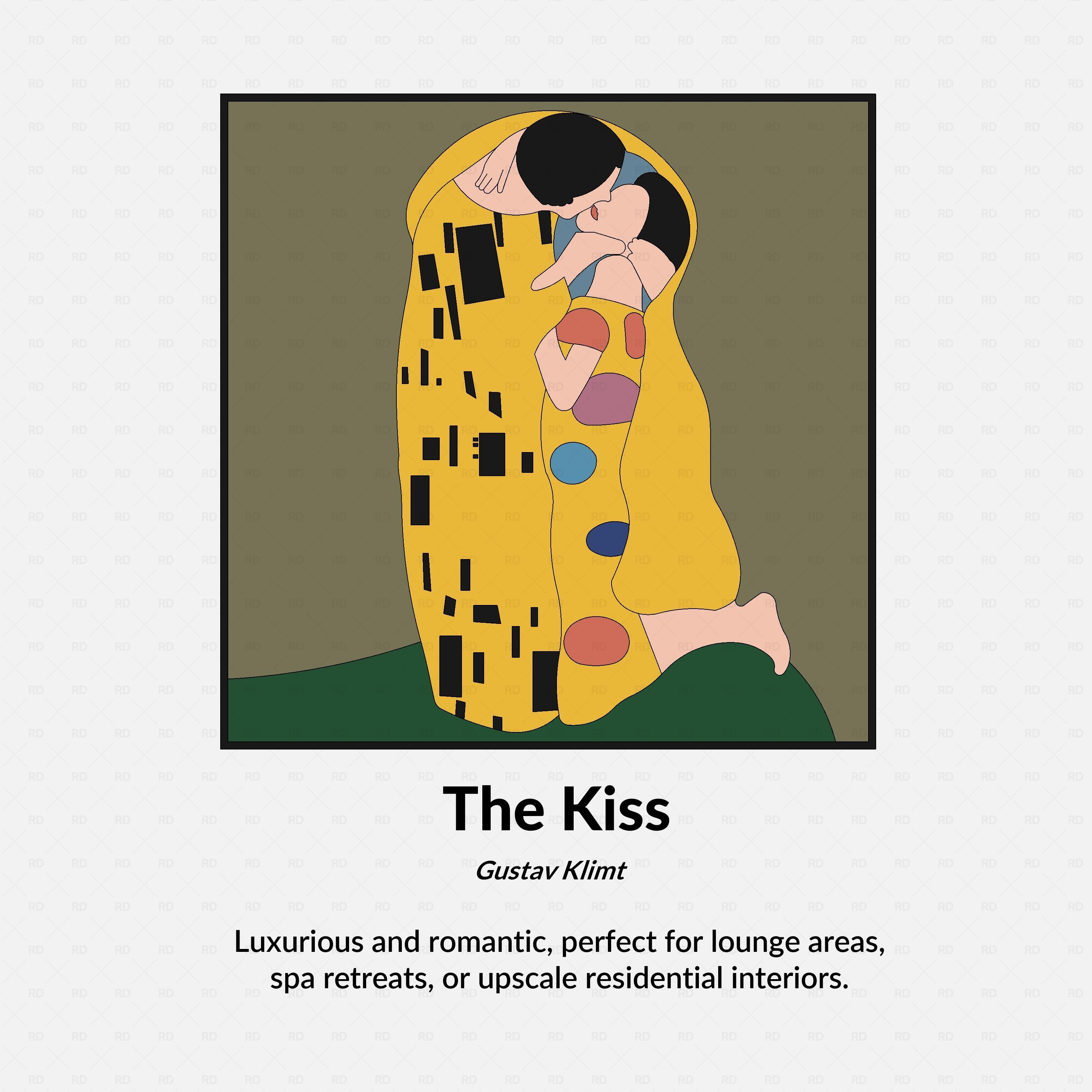 Revit family of Gustav Klimt’s painting “The Kiss” – framed artwork BIM block for interior design, galleries, and cultural spaces by RD Studio.