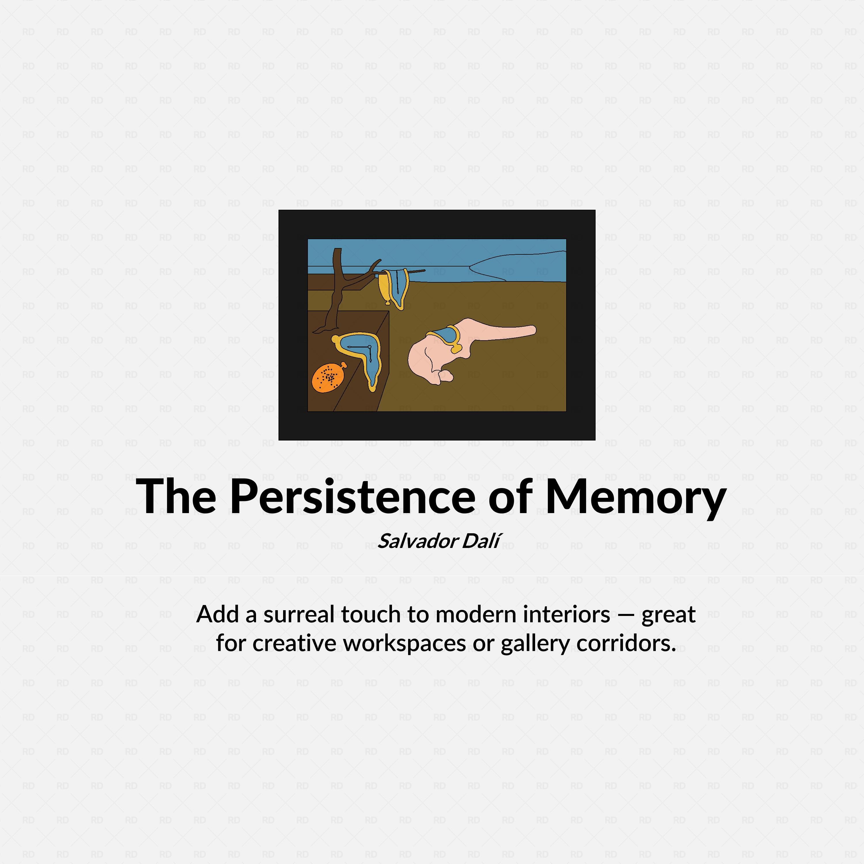 Revit family of Salvador Dali’s painting “The Persistence of Memory” – framed artwork BIM block for interior design, galleries, and cultural spaces by RD Studio.