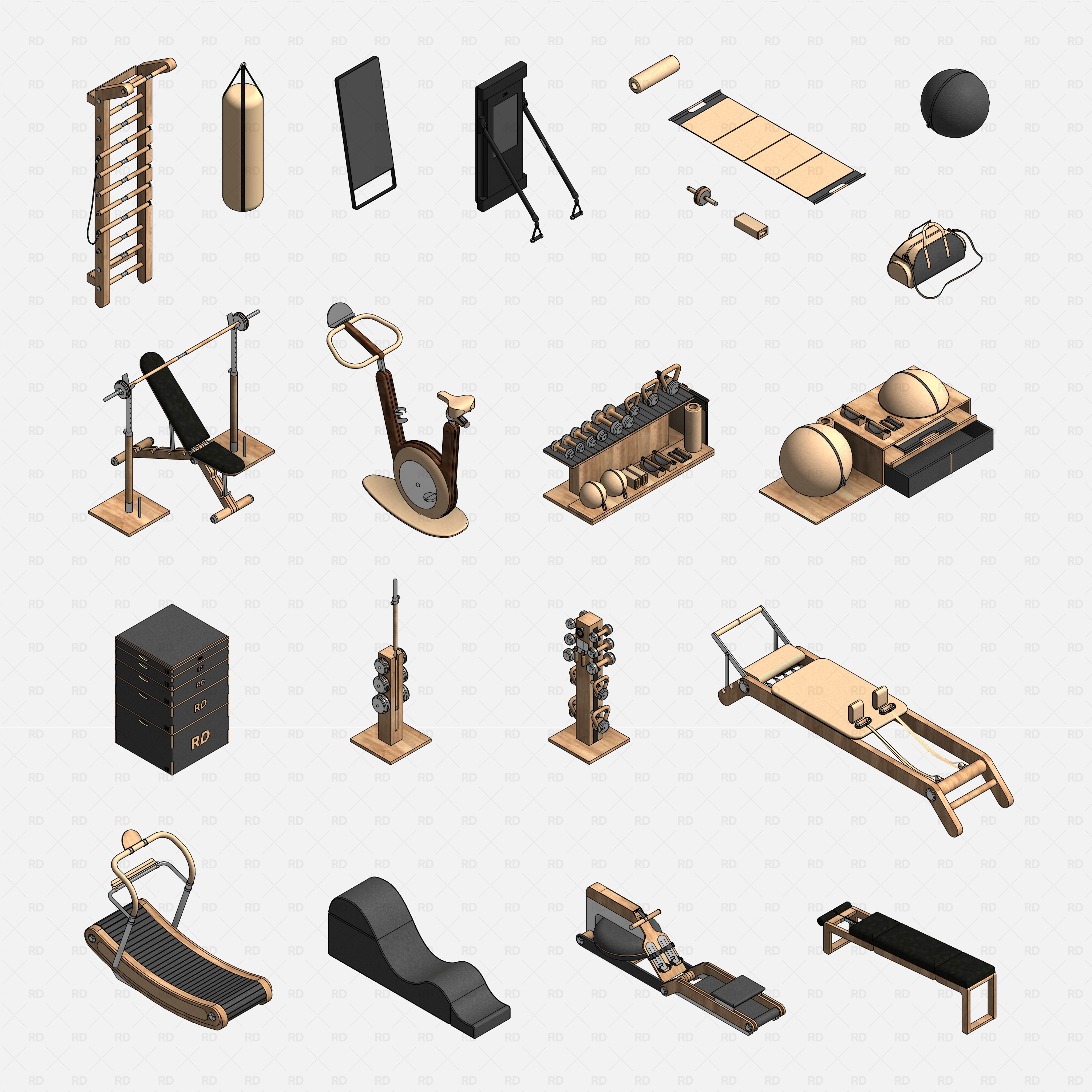 revit home gym equipment families bim architecture